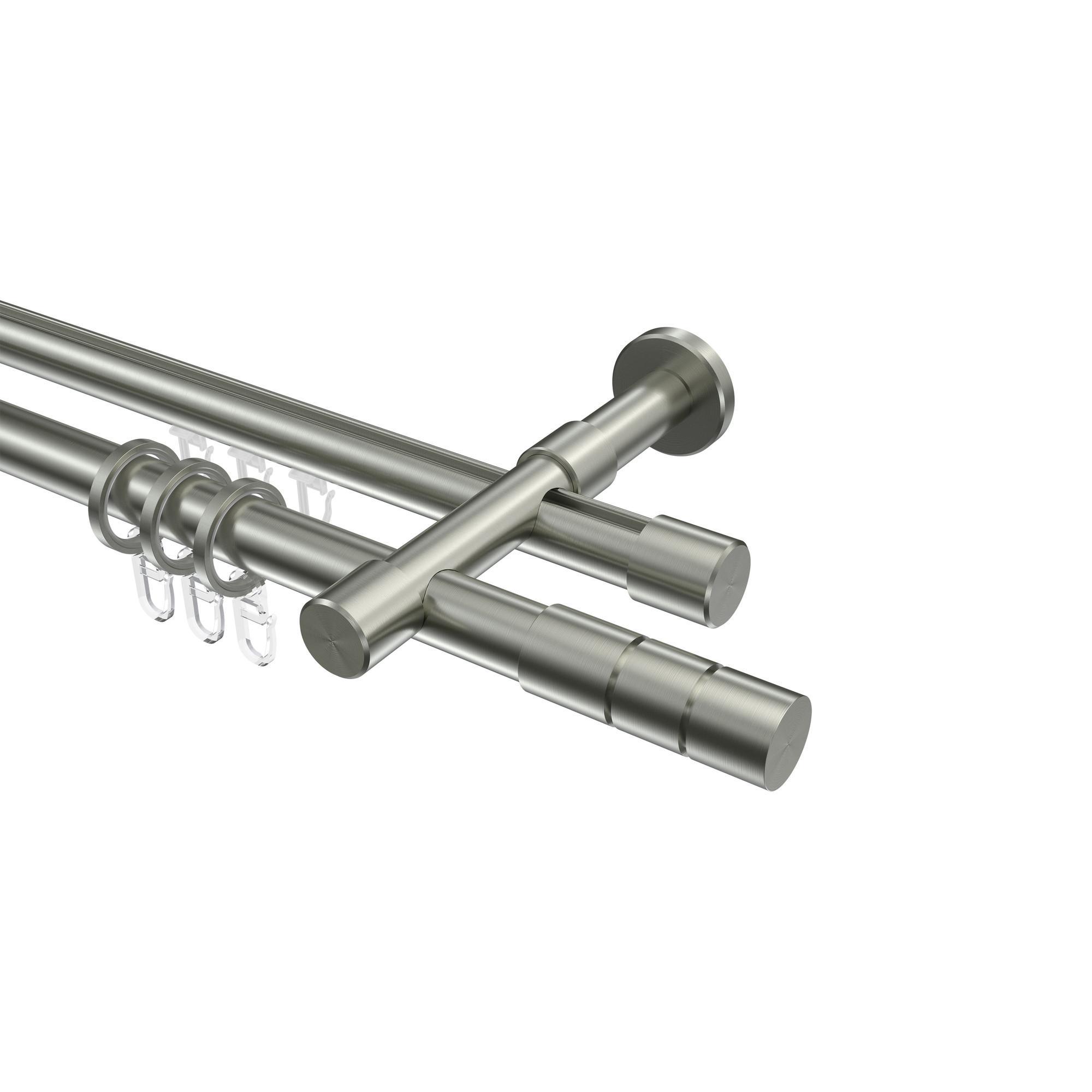 Gardinenstange RUNDROHR-INNENLAUF Prestige Elanto 600 Cm (Geteilt In 3 X 200 Cm), 2-LäUfig, 20 Mm Ø Edelstahl-Optik