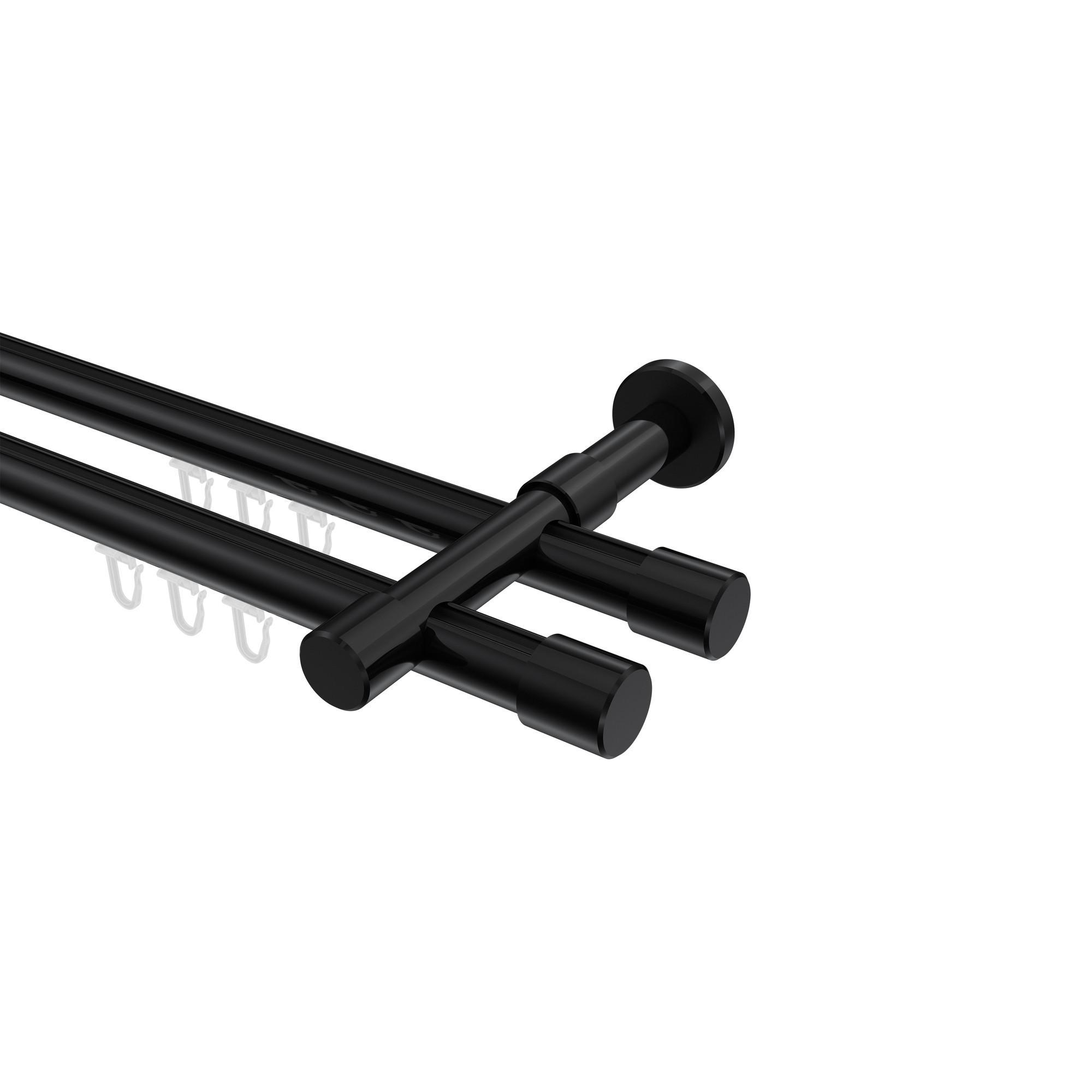 Gardinenstange Innenlauf Prestige Santo 520 Cm (Geteilt In 4 X 130 Cm), 2-LäUfig, 20 Mm Ø Schwarz