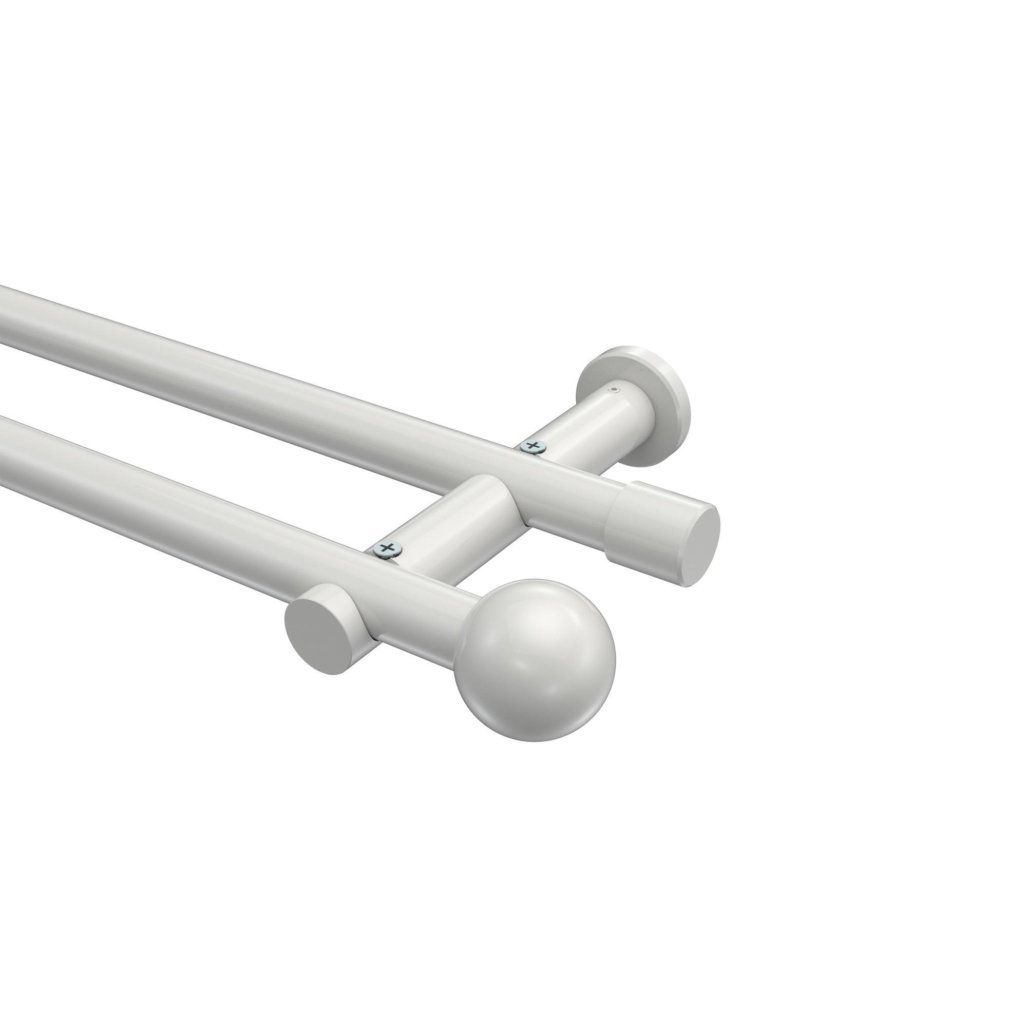 Gardinenstange Platon Luino 360 Cm (Geteilt In 2 X 180 Cm), 2-LäUfig (Ohne Ringe), 20 Mm Ø Weiß