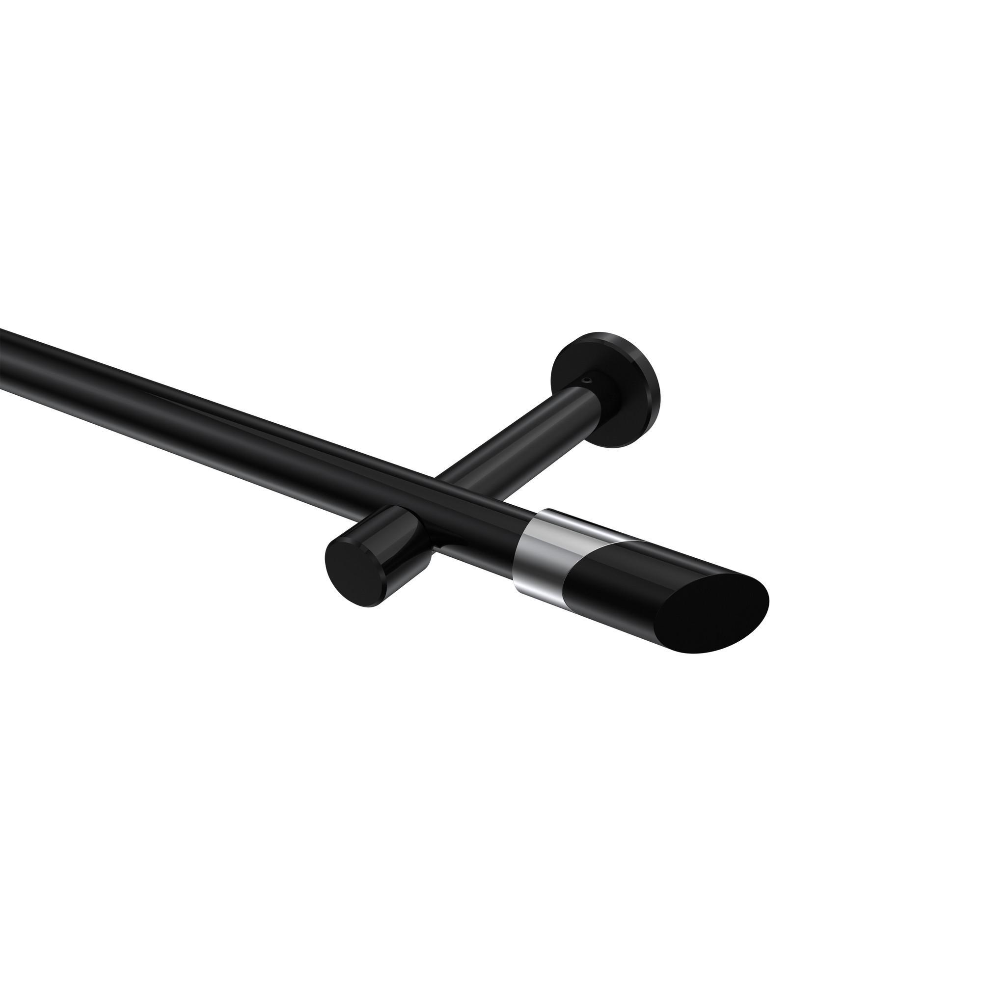 Gardinenstange Prestige Verano 540 Cm (Geteilt In 3 X 180 Cm), 1-LäUfig (Ohne Ringe), 20 Mm Ø Schwarz