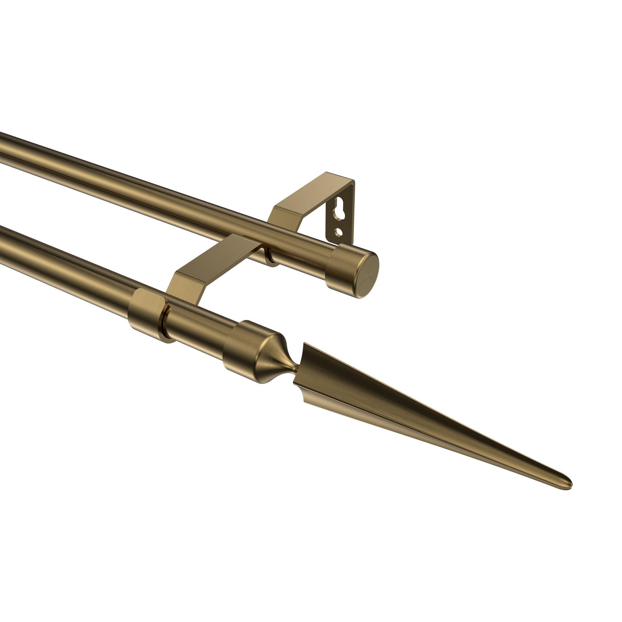 Gardinenstange Olymp Lorenzo 540 Cm (Geteilt In 3 X 180 Cm), 2-LäUfig (Ohne Ringe), 16 Mm Ø Messing Antik