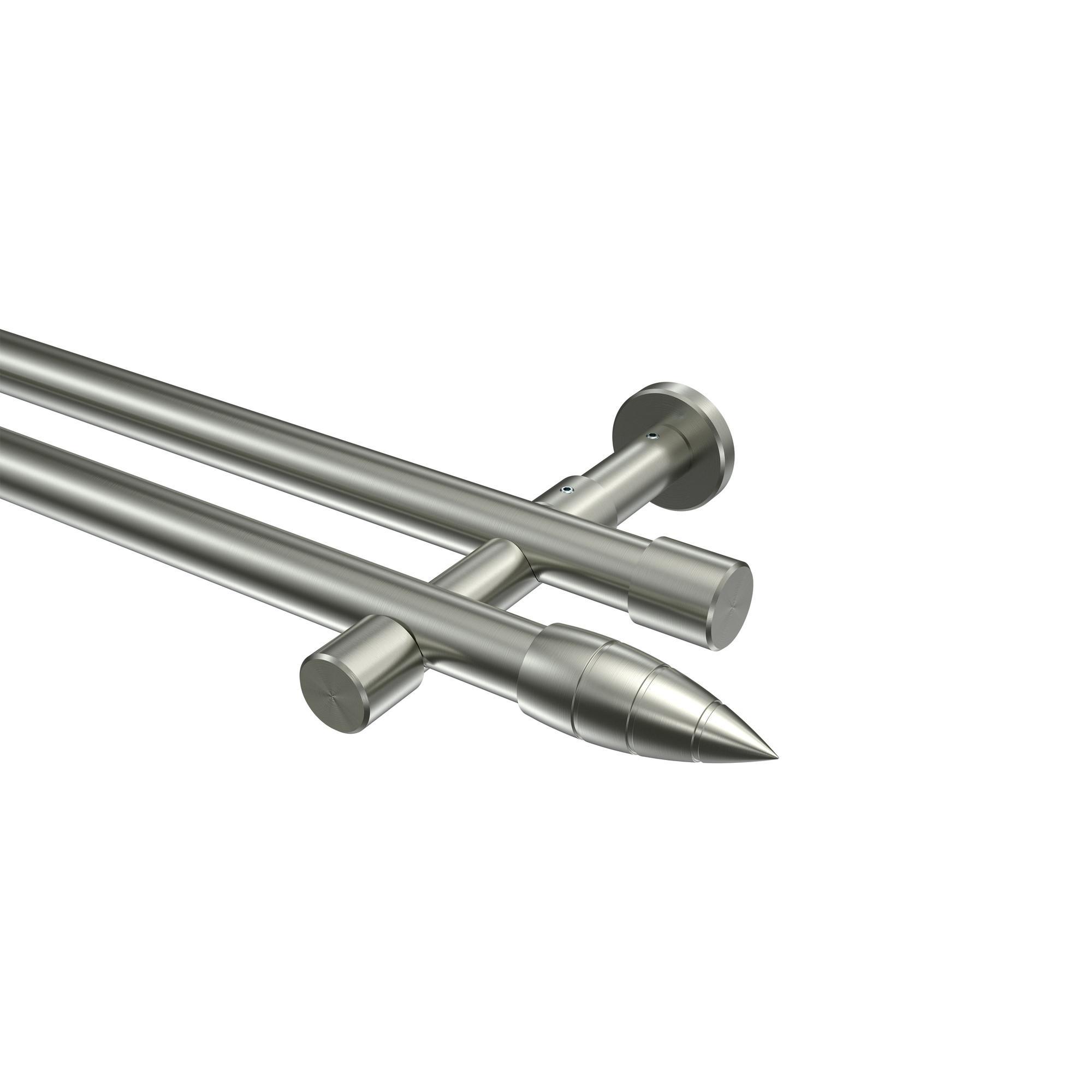 Gardinenstange Prestige Samanto 280 Cm (Geteilt In 2 X 140 Cm), 2-LäUfig (Ohne Ringe), 20 Mm Ø Edelstahl-Optik