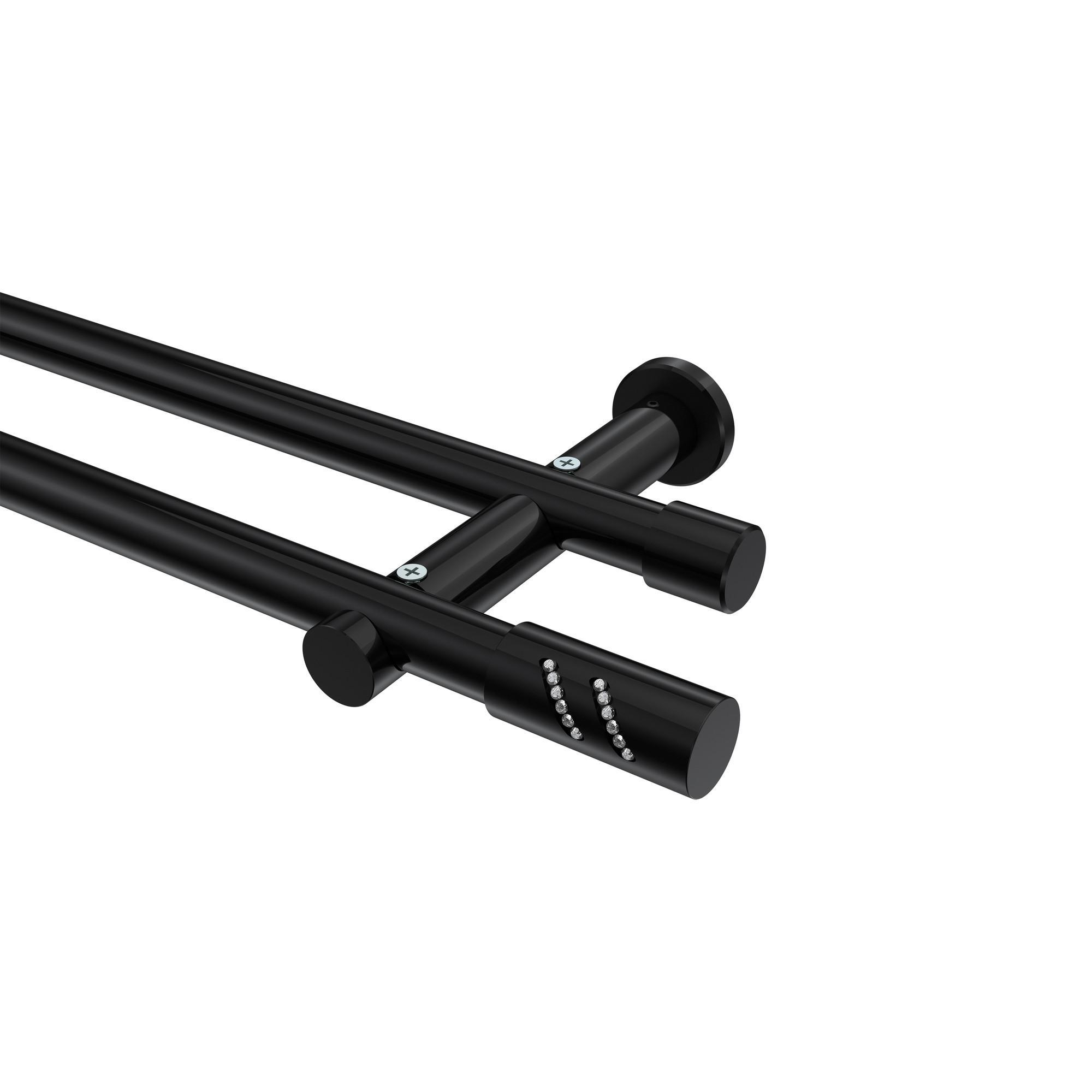 Gardinenstange Platon Zoena 540 Cm (Geteilt In 3 X 180 Cm), 2-LäUfig (Ohne Ringe), 20 Mm Ø Schwarz