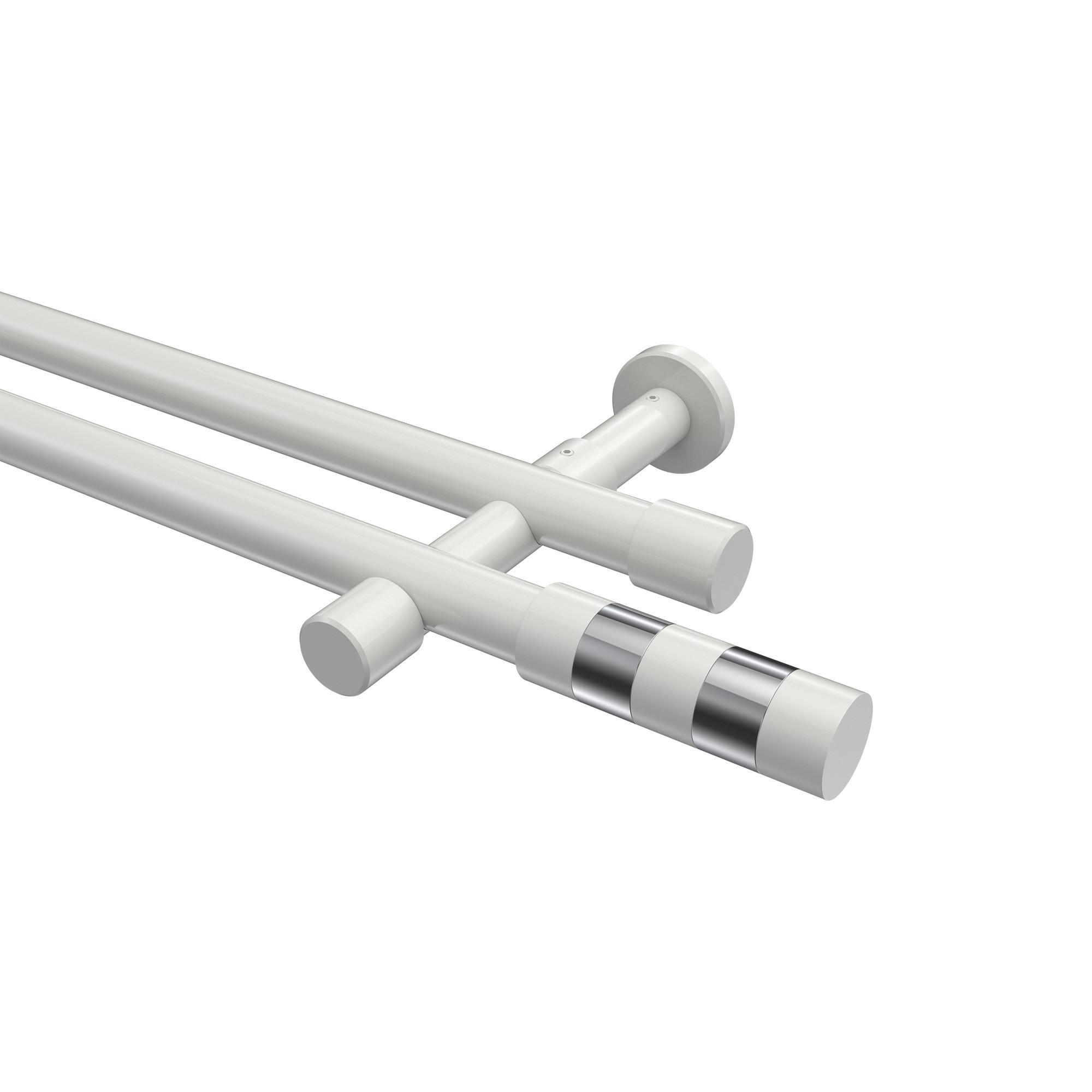 Gardinenstange Prestige Mavell 600 Cm (Geteilt In 3 X 200 Cm), 2-LäUfig (Ohne Ringe), 20 Mm Ø Weiß
