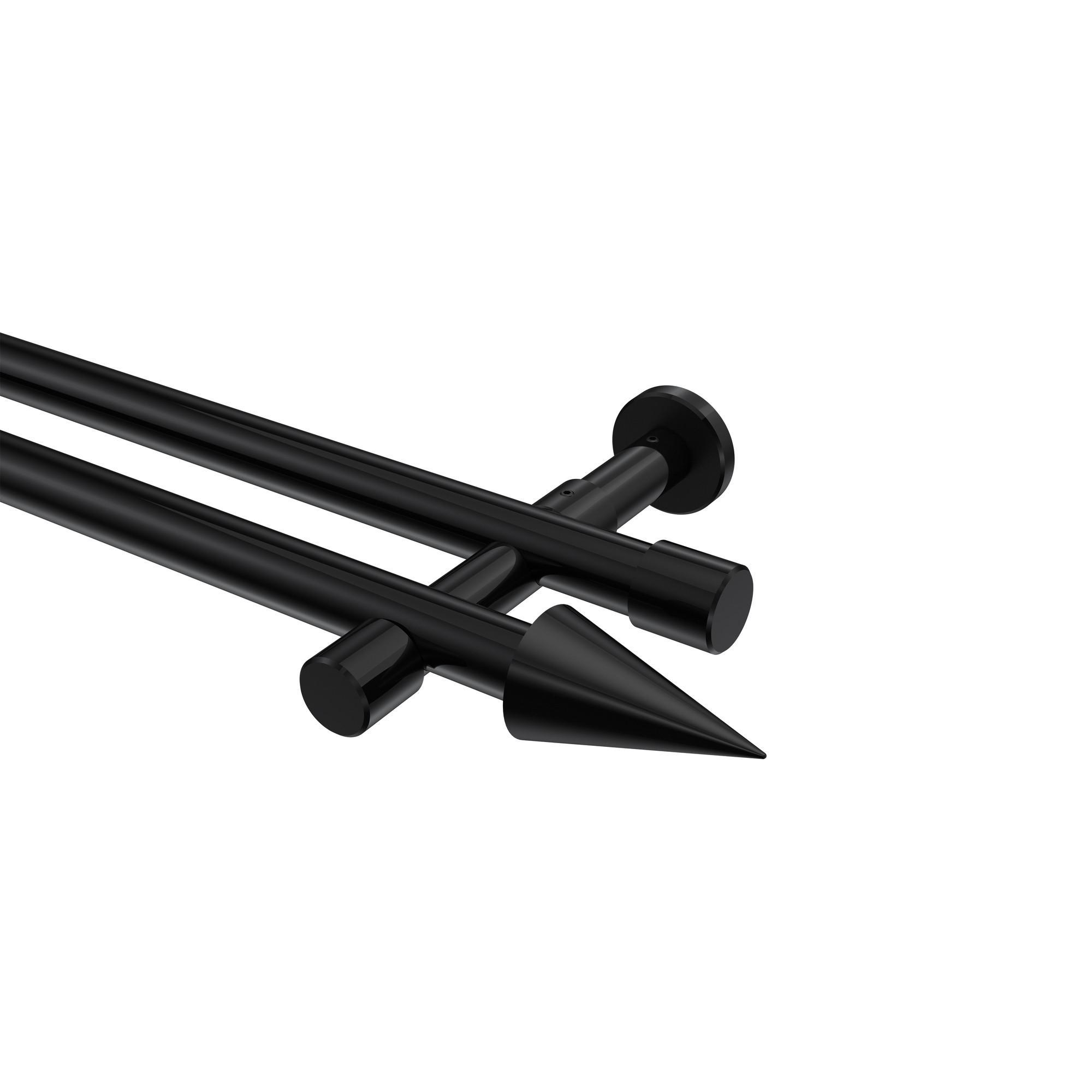 Gardinenstange Prestige Savio 320 Cm (Geteilt In 2 X 160 Cm), 2-LäUfig (Ohne Ringe), 20 Mm Ø Schwarz