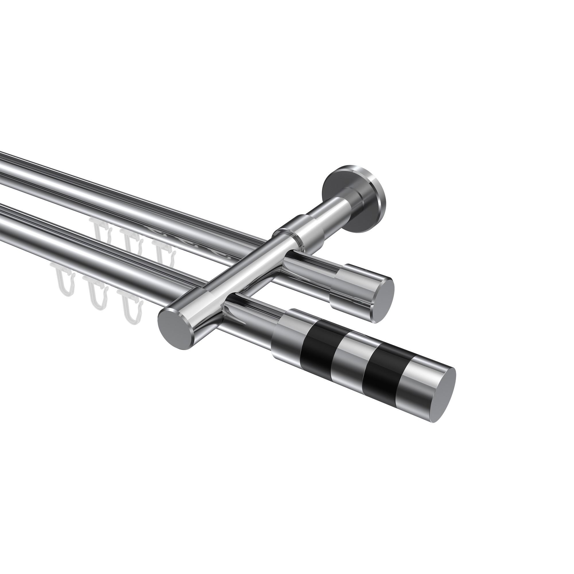 Gardinenstange Innenlauf Prestige Mavell 360 Cm (Geteilt In 2 X 180 Cm), 2-LäUfig, 20 Mm Ø Chrom