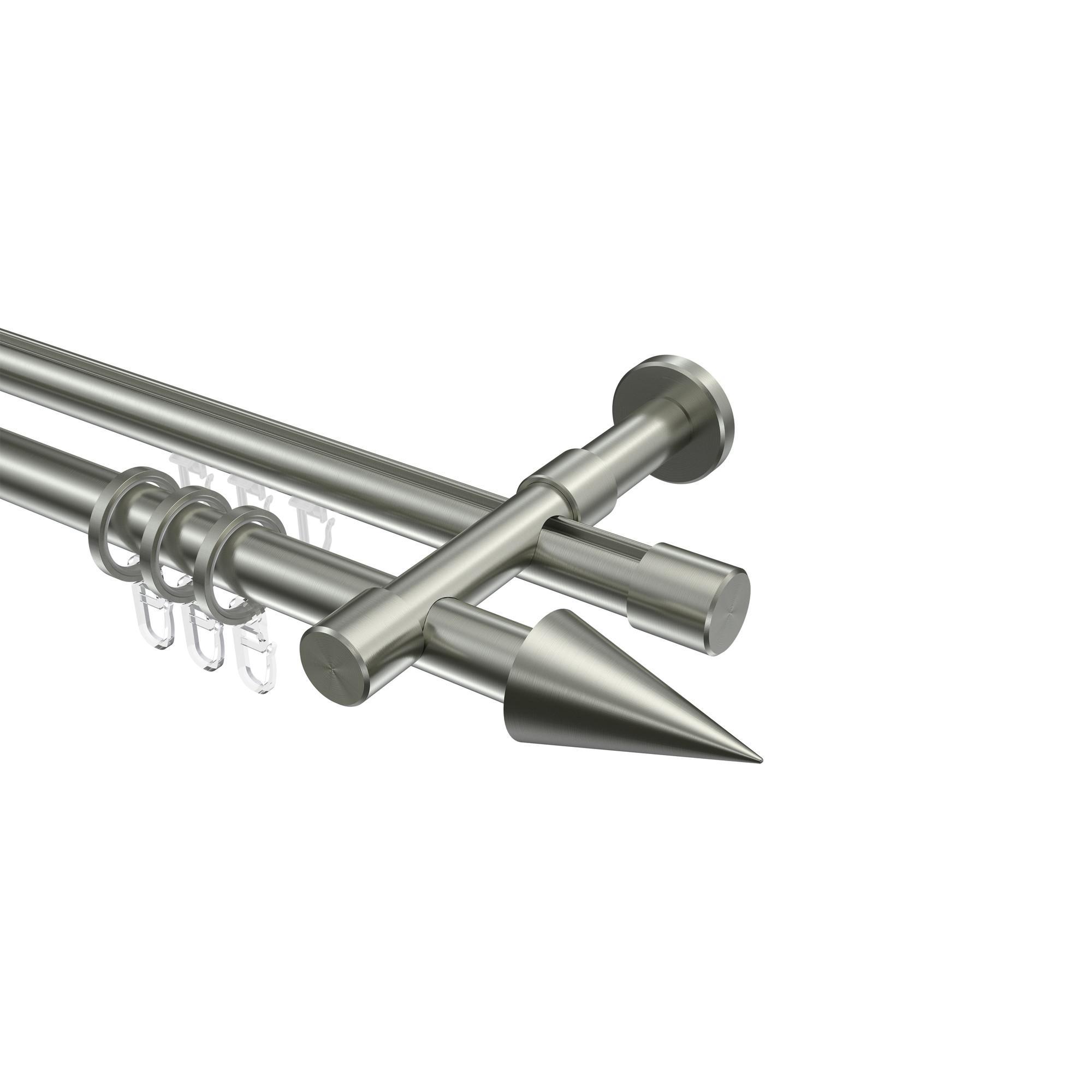 Gardinenstange RUNDROHR-INNENLAUF Prestige Savio 320 Cm (Geteilt In 2 X 160 Cm), 2-LäUfig, 20 Mm Ø Edelstahl-Optik