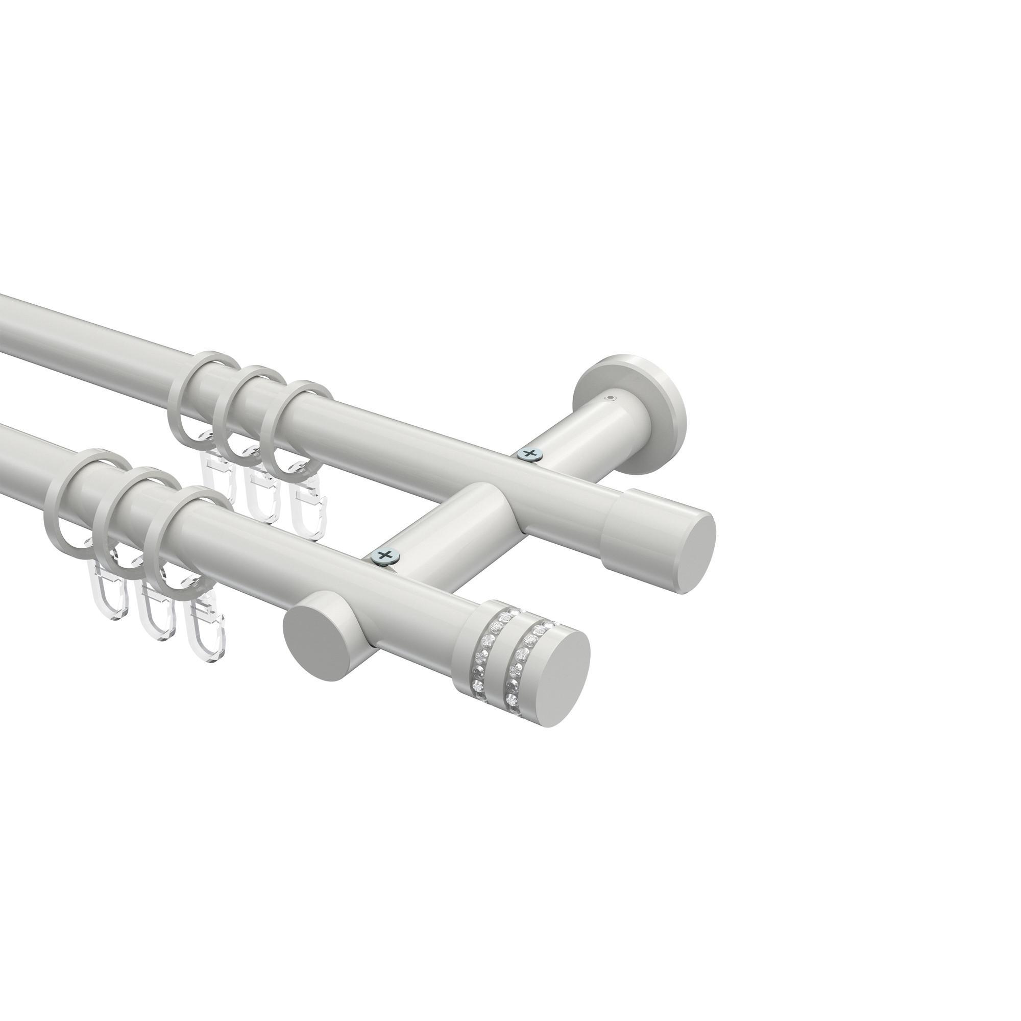 Gardinenstange Platon Estana 260 Cm (Geteilt In 2 X 130 Cm), 2-LäUfig, 20 Mm Ø Weiß