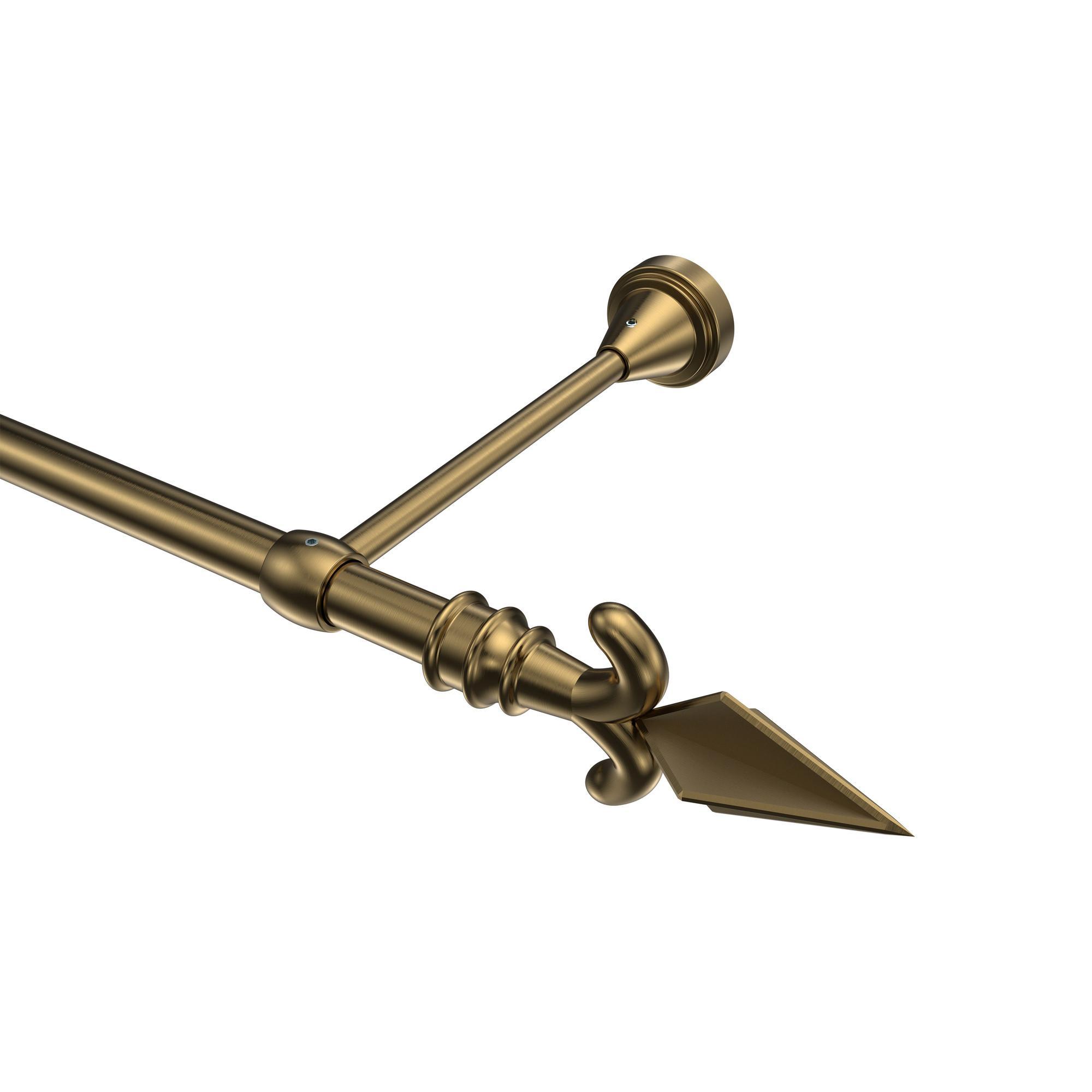 Gardinenstange Primus Matteo 360 Cm (Geteilt In 2 X 180 Cm), 1-LäUfig (Ohne Ringe), 16 Mm Ø Messing Antik