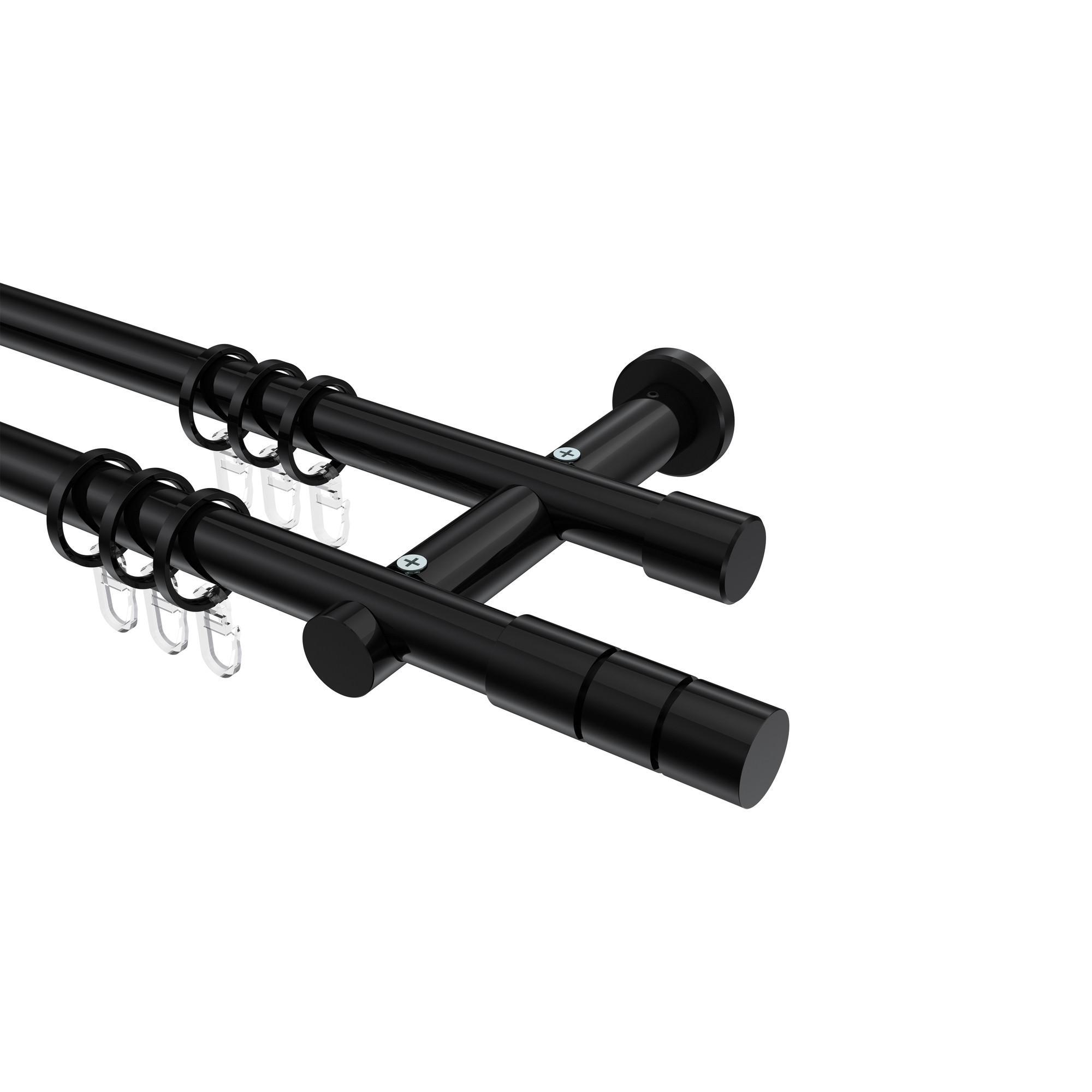 Gardinenstange Platon Elanto 400 Cm (Geteilt In 2 X 200 Cm), 2-LäUfig, 20 Mm Ø Schwarz