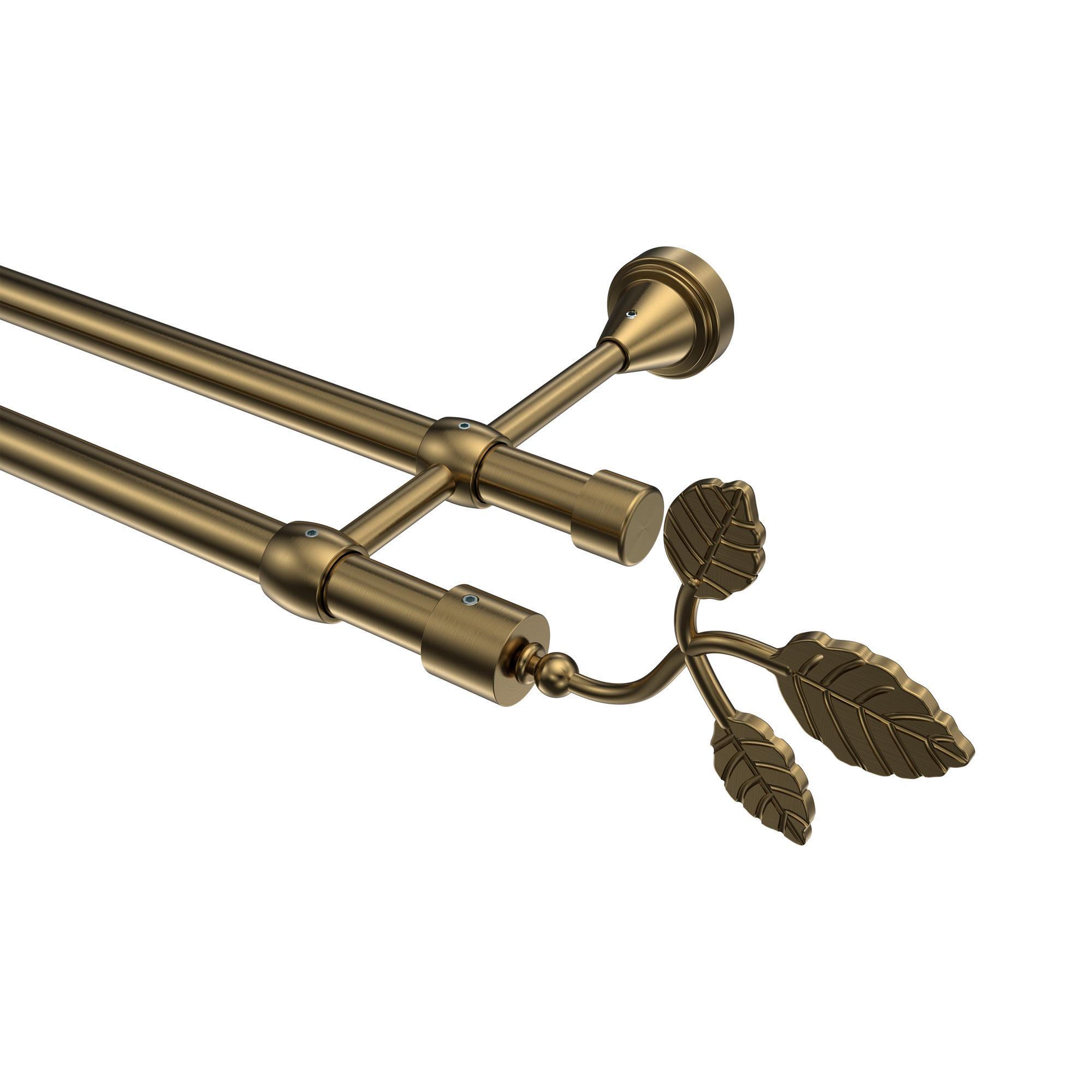 Gardinenstange Primus Alessia 200 Cm, 2-LäUfig (Ohne Ringe), 16 Mm Ø Messing Antik
