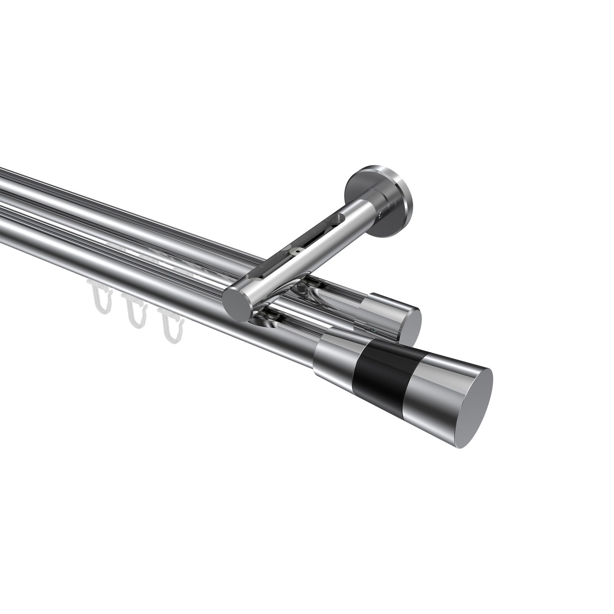 Gardinenstange Innenlauf Siteno Tanara 540 Cm (Geteilt In 3 X 180 Cm), 2-LäUfig, 20 Mm Ø Chrom