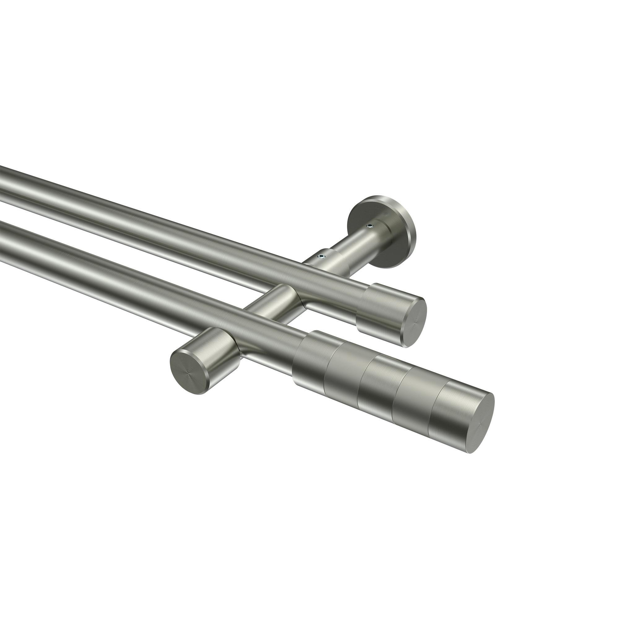 Gardinenstange Prestige Mavell 520 Cm (Geteilt In 4 X 130 Cm), 2-LäUfig (Ohne Ringe), 20 Mm Ø Edelstahl-Optik