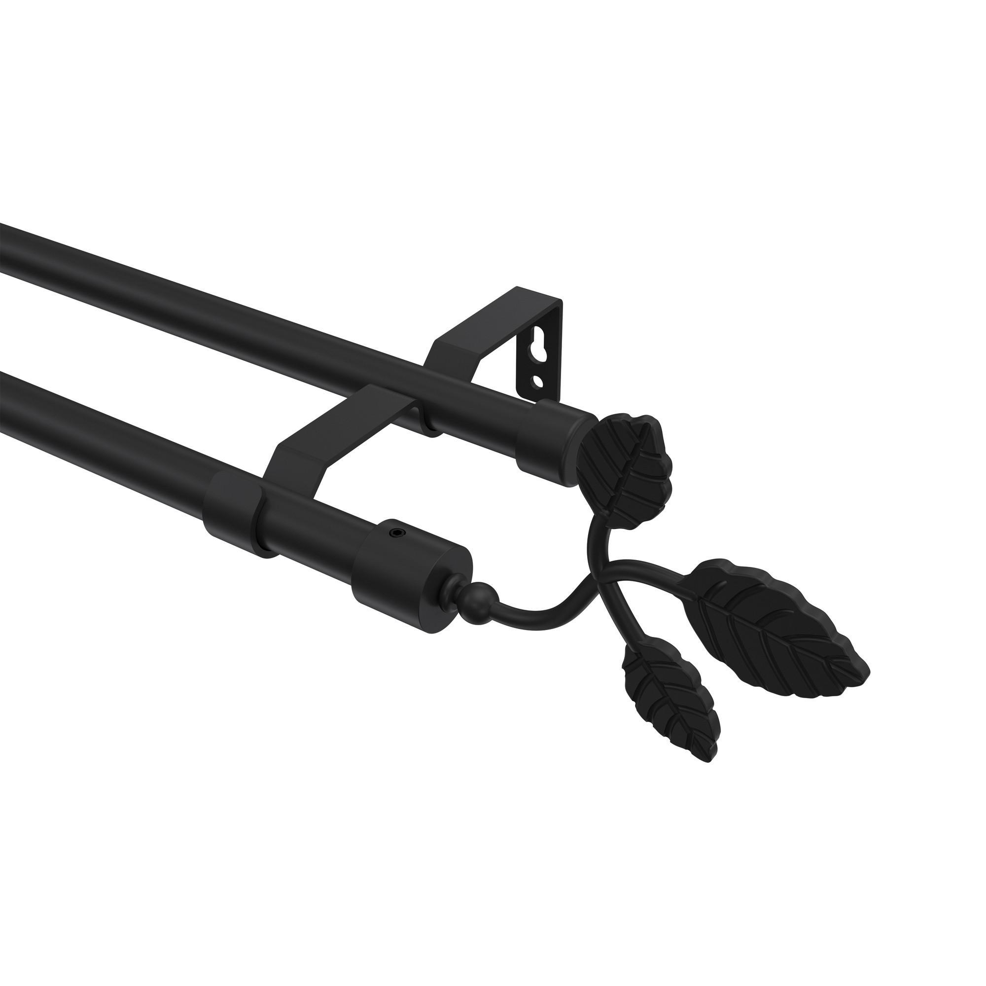 Gardinenstange Olymp Alessia 140 Cm, 2-LäUfig (Ohne Ringe), 16 Mm Ø Schwarz