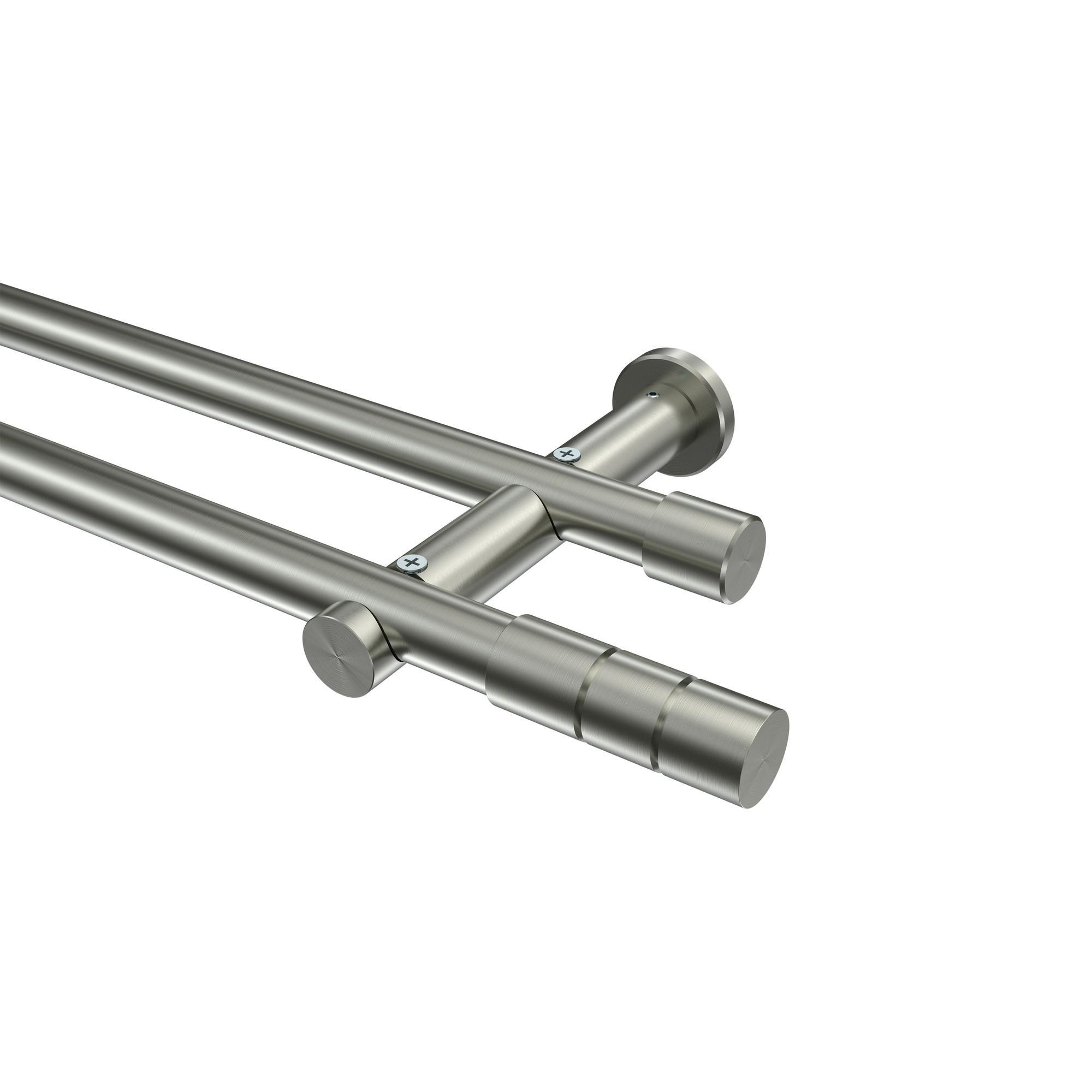 Gardinenstange Platon Elanto 260 Cm (Geteilt In 2 X 130 Cm), 2-LäUfig (Ohne Ringe), 20 Mm Ø Edelstahl-Optik