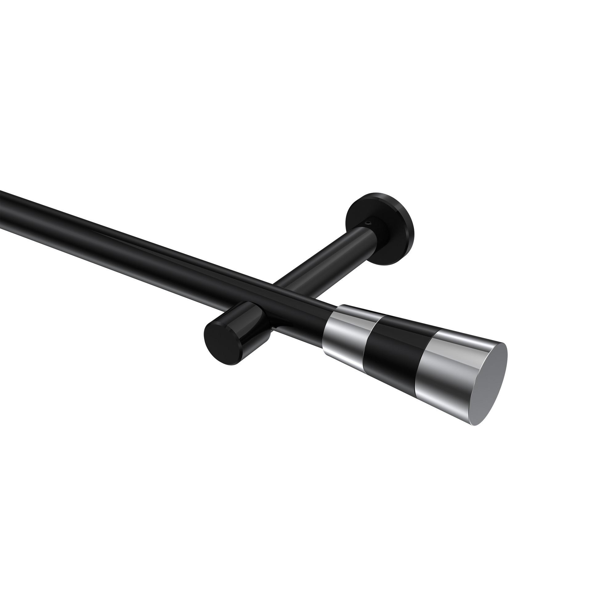 Gardinenstange Prestige Tanara 420 Cm (Geteilt In 3 X 140 Cm), 1-LäUfig (Ohne Ringe), 20 Mm Ø Schwarz