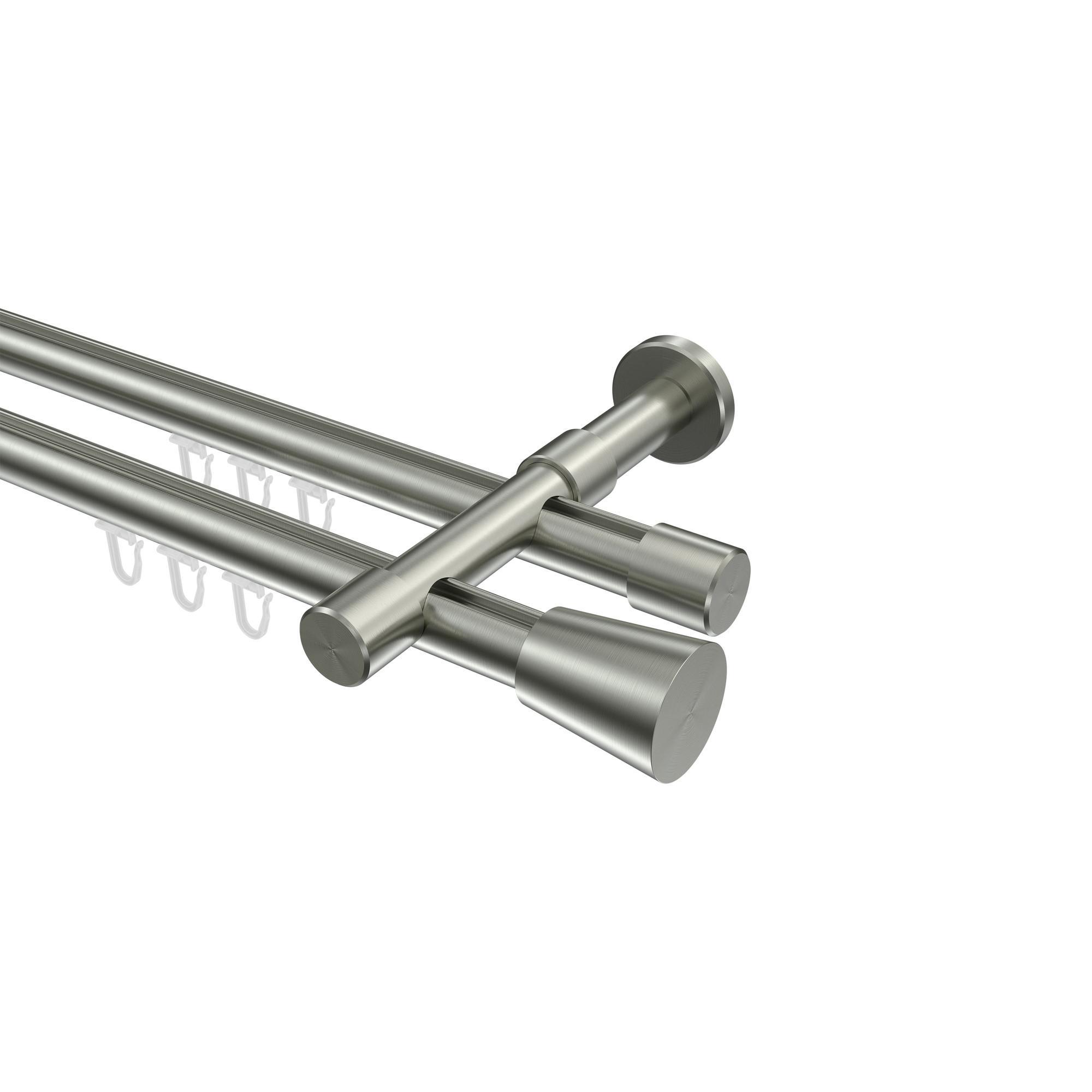 Gardinenstange Innenlauf Prestige Sitra 400 Cm (Geteilt In 2 X 200 Cm), 2-LäUfig, 20 Mm Ø Edelstahl-Optik