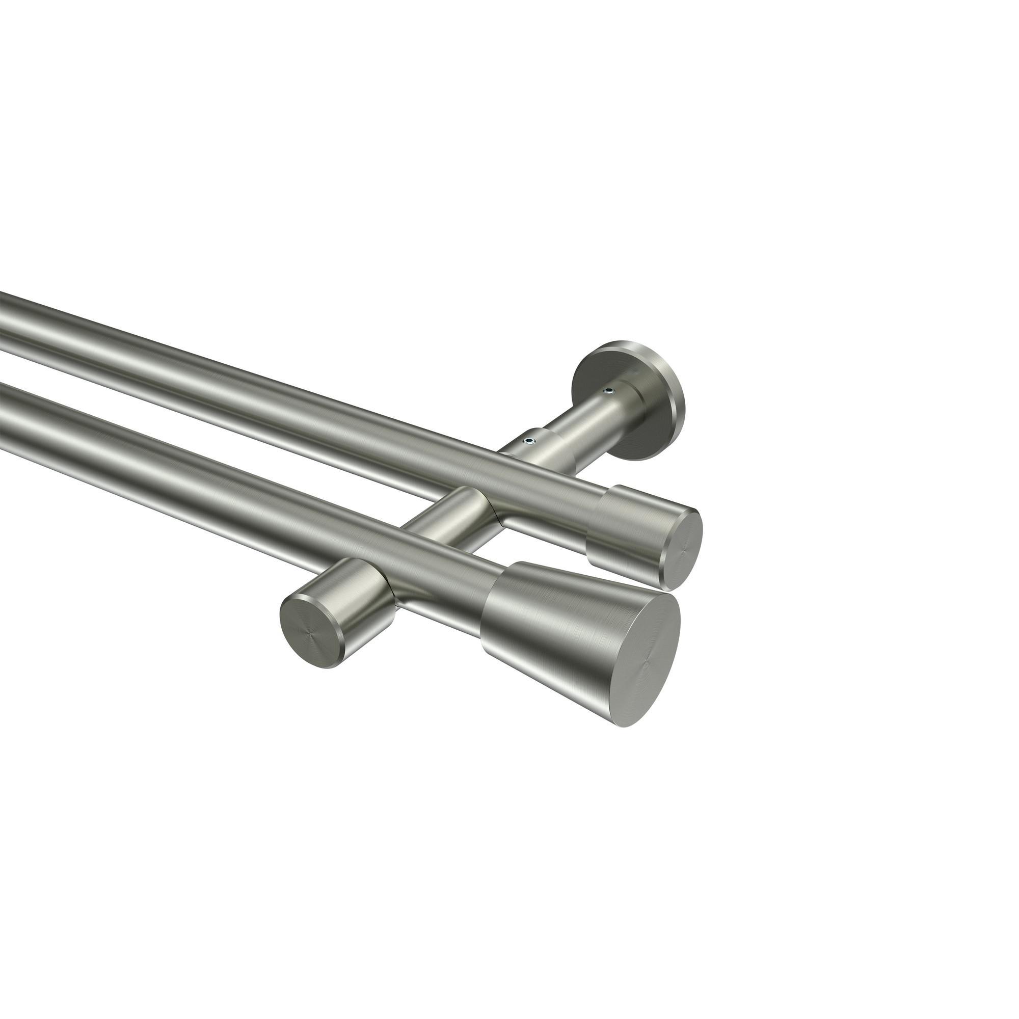 Gardinenstange Prestige Sitra 540 Cm (Geteilt In 3 X 180 Cm), 2-LäUfig (Ohne Ringe), 20 Mm Ø Edelstahl-Optik
