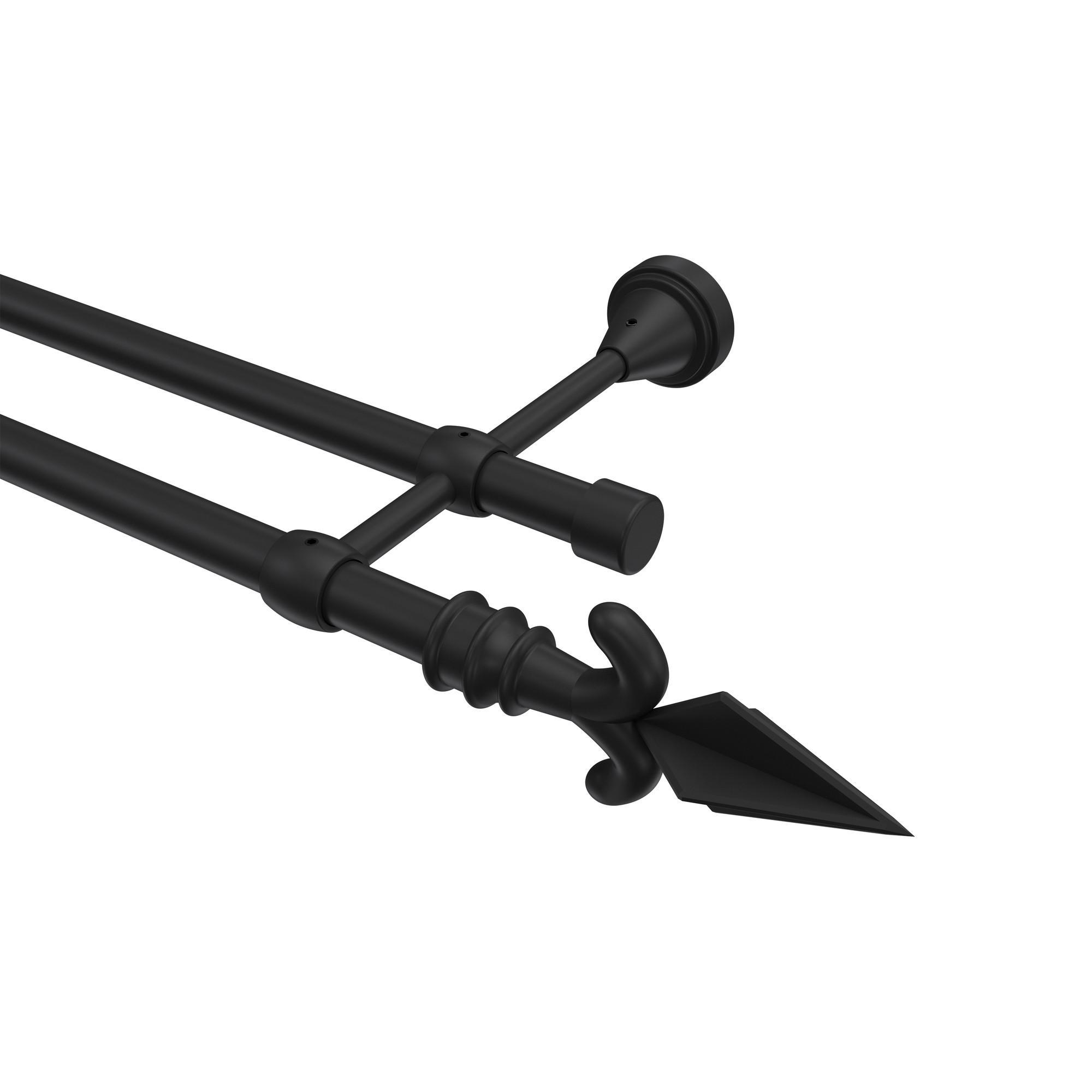 Gardinenstange Primus Matteo 200 Cm, 2-LäUfig (Ohne Ringe), 16 Mm Ø Schwarz