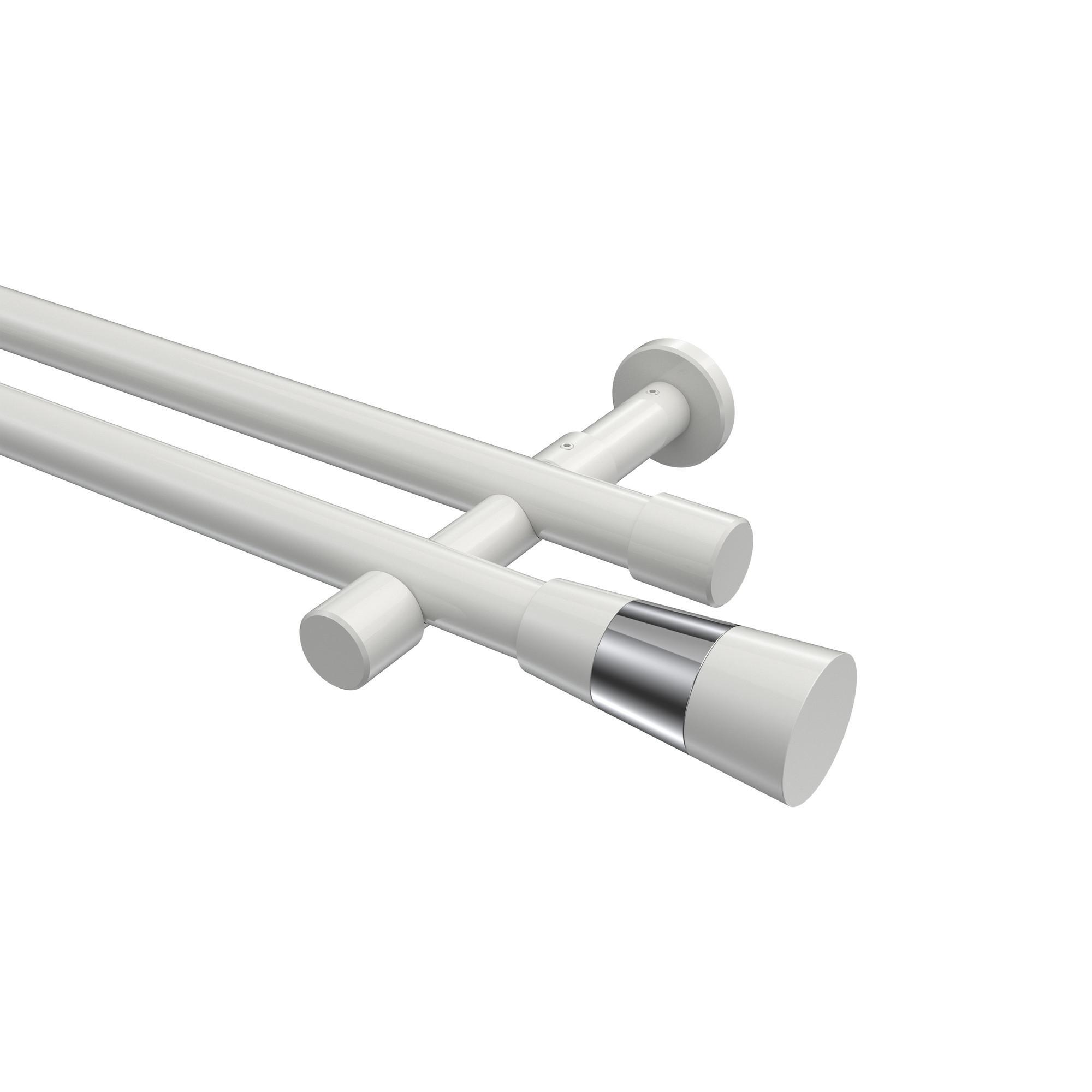Gardinenstange Prestige Tanara 420 Cm (Geteilt In 3 X 140 Cm), 2-LäUfig (Ohne Ringe), 20 Mm Ø Weiß