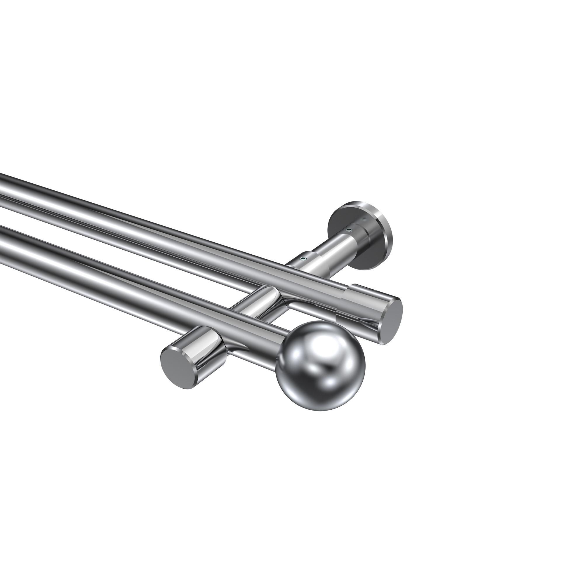 Gardinenstange Prestige Luino 320 Cm (Geteilt In 2 X 160 Cm), 2-LäUfig (Ohne Ringe), 20 Mm Ø Chrom
