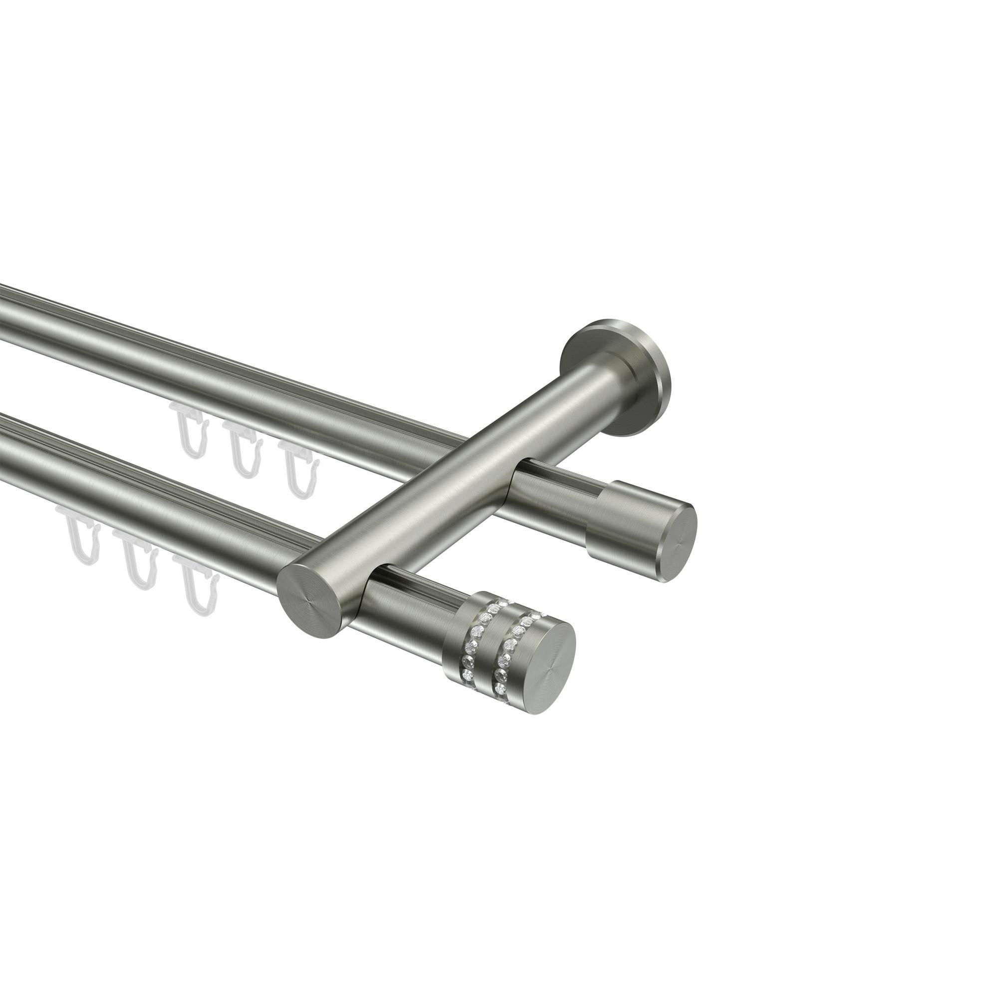 Gardinenstange Innenlauf Platon Estana 600 Cm (Geteilt In 3 X 200 Cm), 2-LäUfig, 20 Mm Ø Edelstahl-Optik