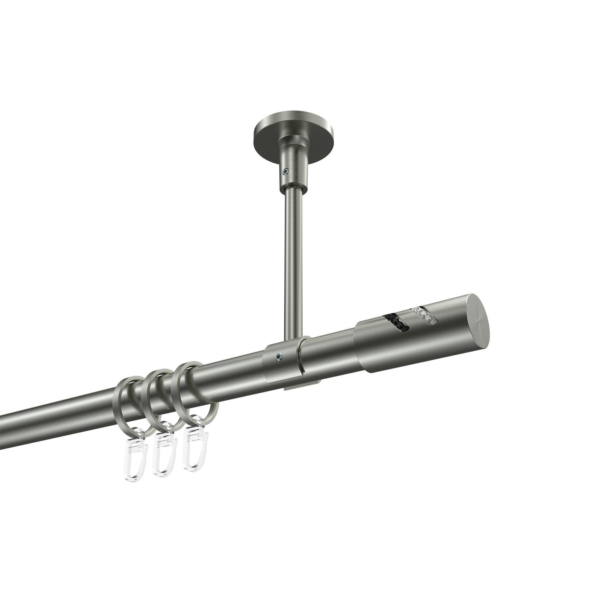 Gardinenstange Sonette Zoena 360 Cm (Geteilt In 2 X 180 Cm), 1-LäUfig, 20 Mm Ø Edelstahl-Optik