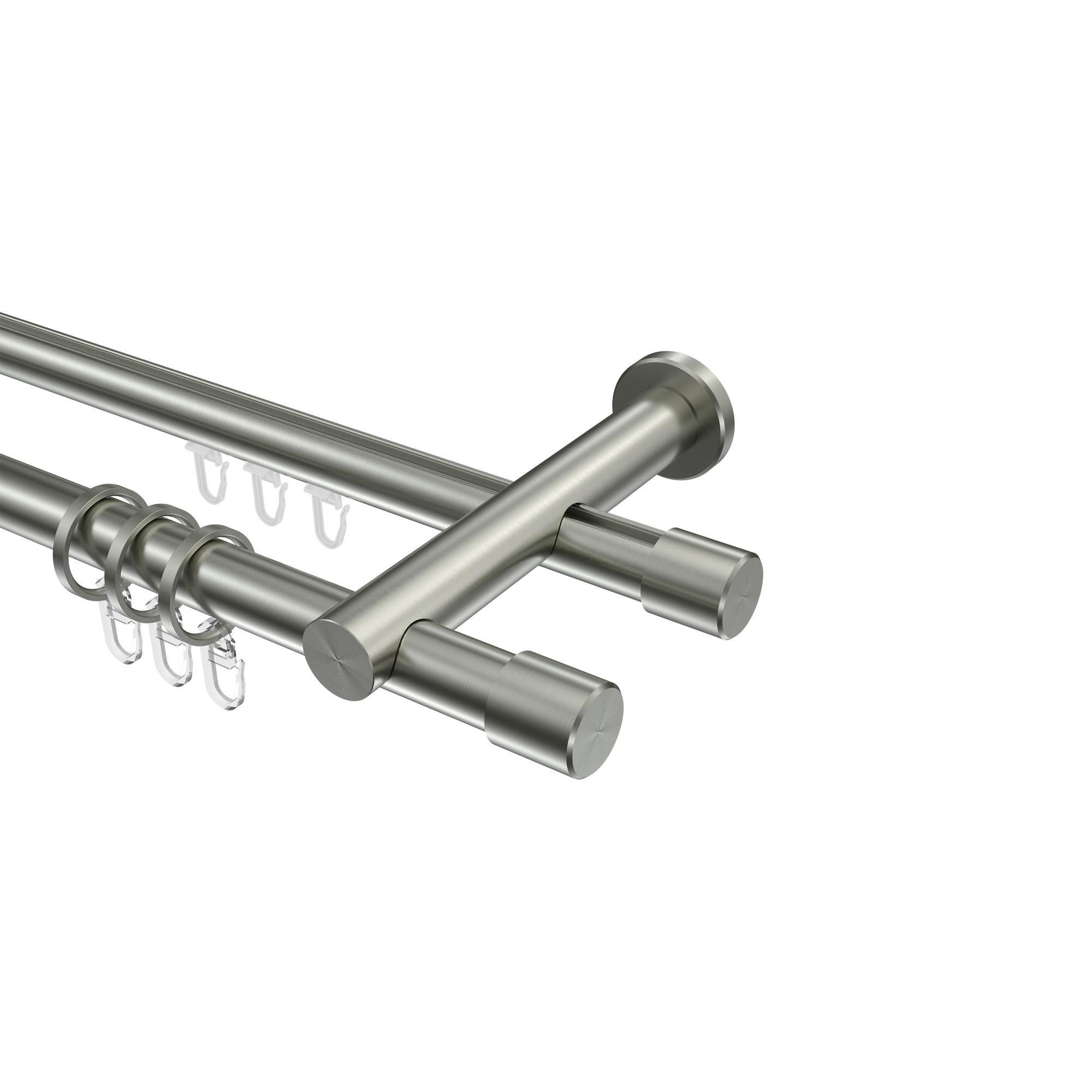 Gardinenstange RUNDROHR-INNENLAUF Platon Santo 420 Cm (Geteilt In 3 X 140 Cm), 2-LäUfig, 20 Mm Ø Edelstahl-Optik