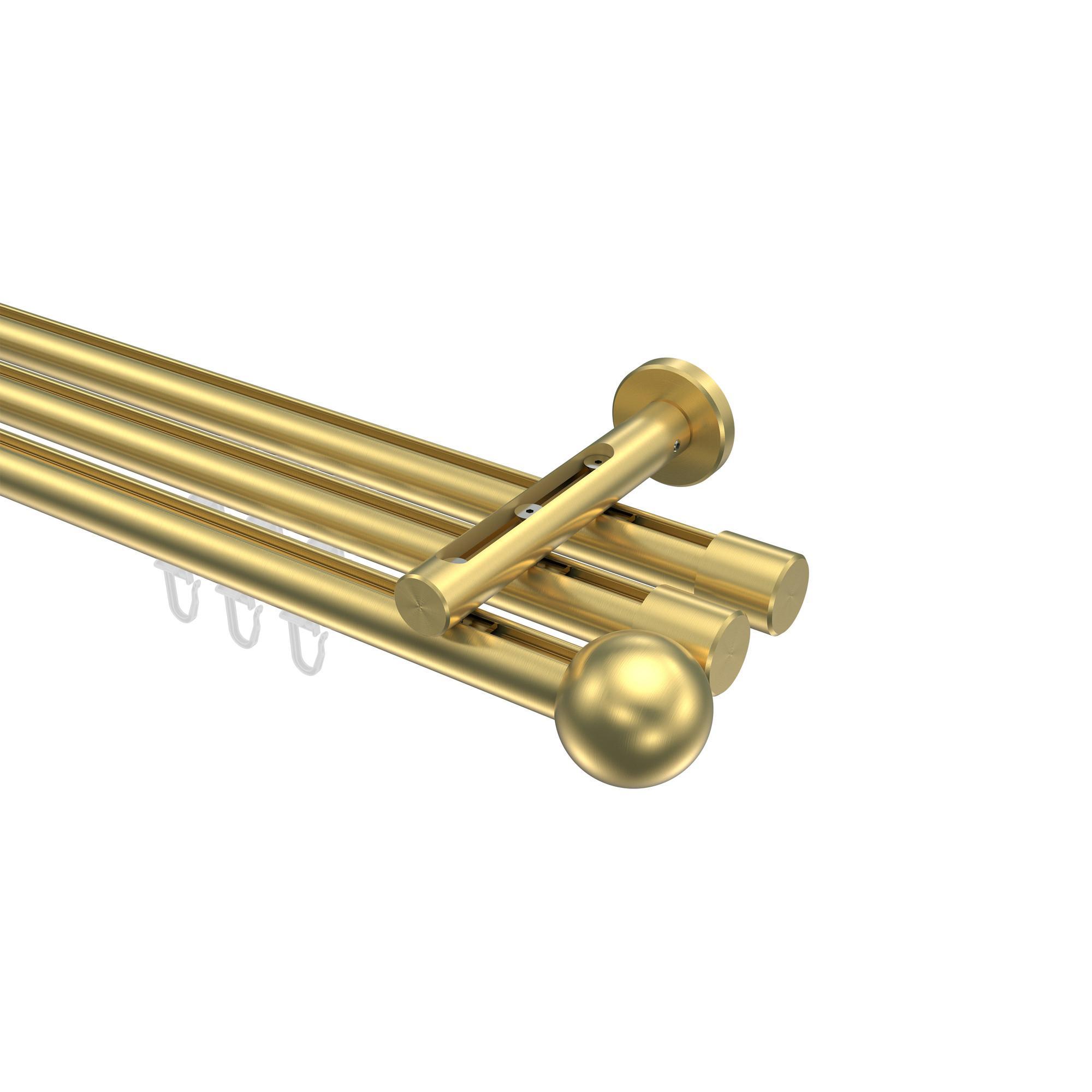 Gardinenstange Innenlauf Siteno Luino 520 Cm (Geteilt In 4 X 130 Cm), 3-LäUfig, 20 Mm Ø Messing-Optik