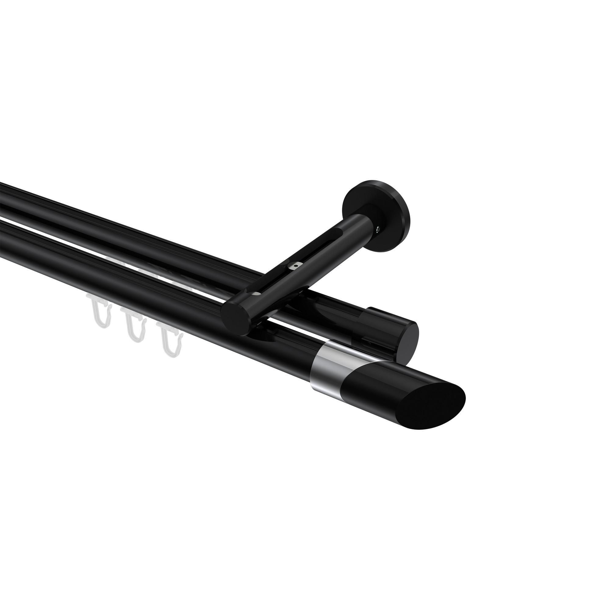 Gardinenstange Innenlauf Siteno Verano 360 Cm (Geteilt In 2 X 180 Cm), 2-LäUfig, 20 Mm Ø Schwarz