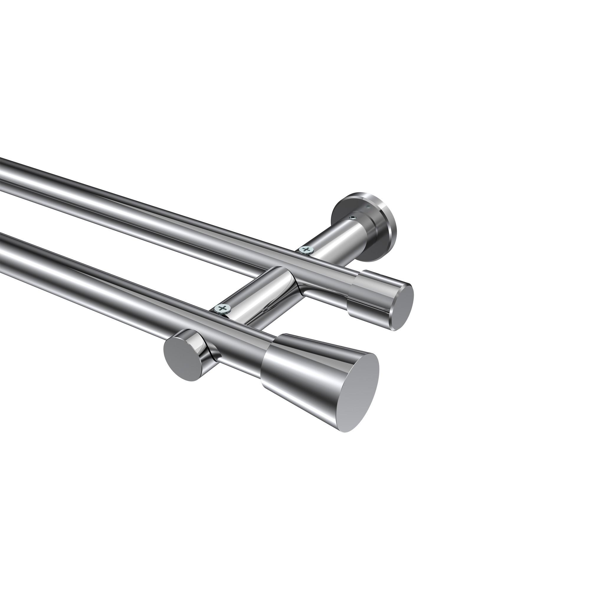Gardinenstange Platon Sitra 540 Cm (Geteilt In 3 X 180 Cm), 2-LäUfig (Ohne Ringe), 20 Mm Ø Chrom