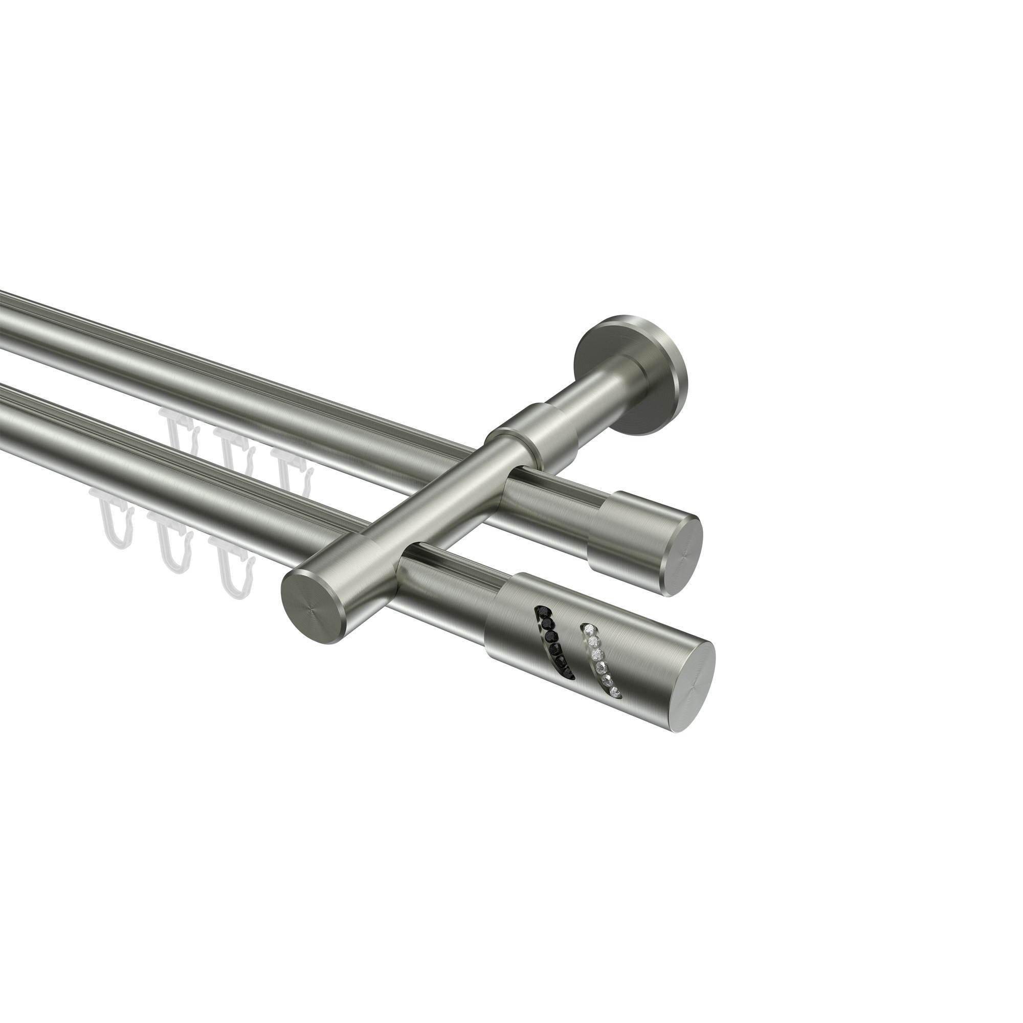 Gardinenstange Innenlauf Prestige Zoena 260 Cm (Geteilt In 2 X 130 Cm), 2-LäUfig, 20 Mm Ø Edelstahl-Optik