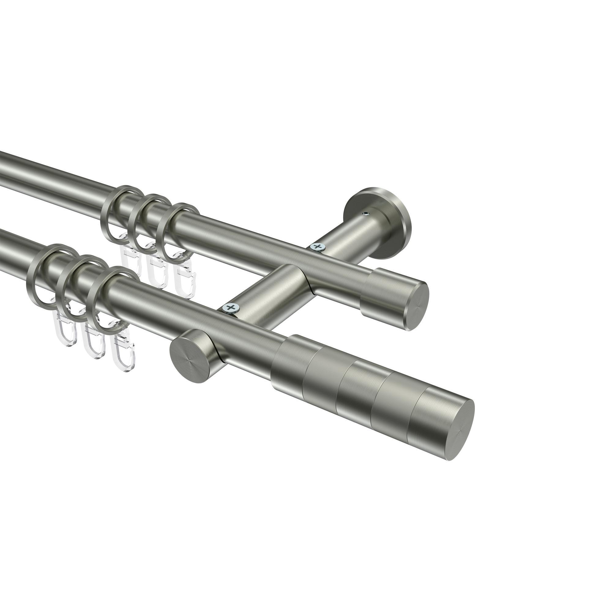 Gardinenstange Platon Mavell 420 Cm (Geteilt In 3 X 140 Cm), 2-LäUfig, 20 Mm Ø Edelstahl-Optik