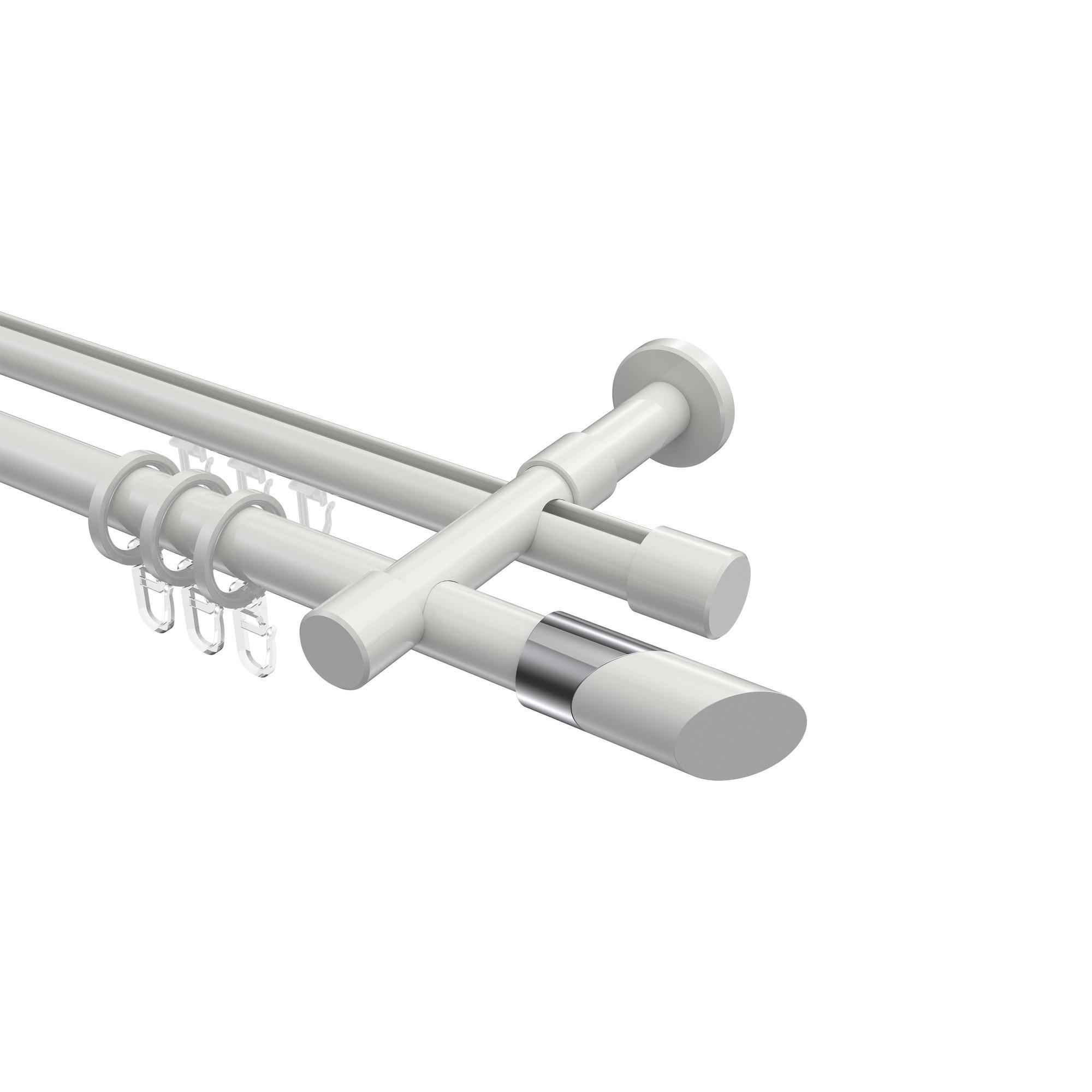 Gardinenstange RUNDROHR-INNENLAUF Prestige Verano 360 Cm (Geteilt In 2 X 180 Cm), 2-LäUfig, 20 Mm Ø Weiß
