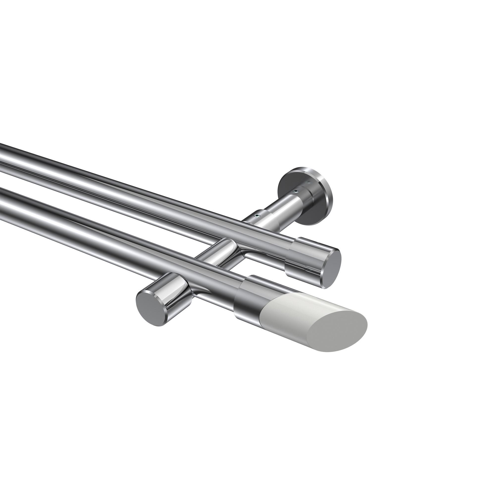 Gardinenstange Prestige Verano 260 Cm (Geteilt In 2 X 130 Cm), 2-LäUfig (Ohne Ringe), 20 Mm Ø Chrom