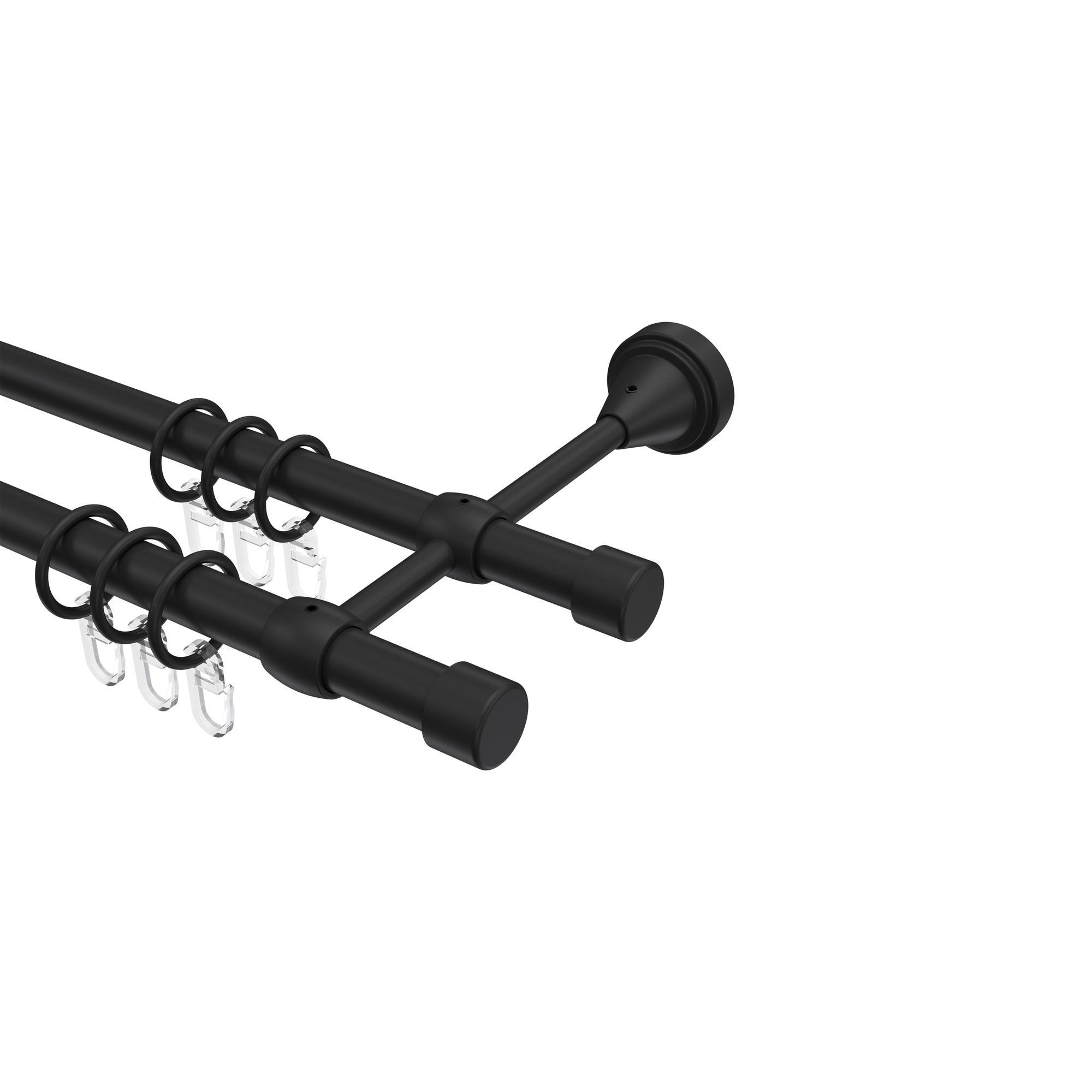 Gardinenstange Primus Lucan 420 Cm (Geteilt In 3 X 140 Cm), 2-LäUfig, 16 Mm Ø Schwarz