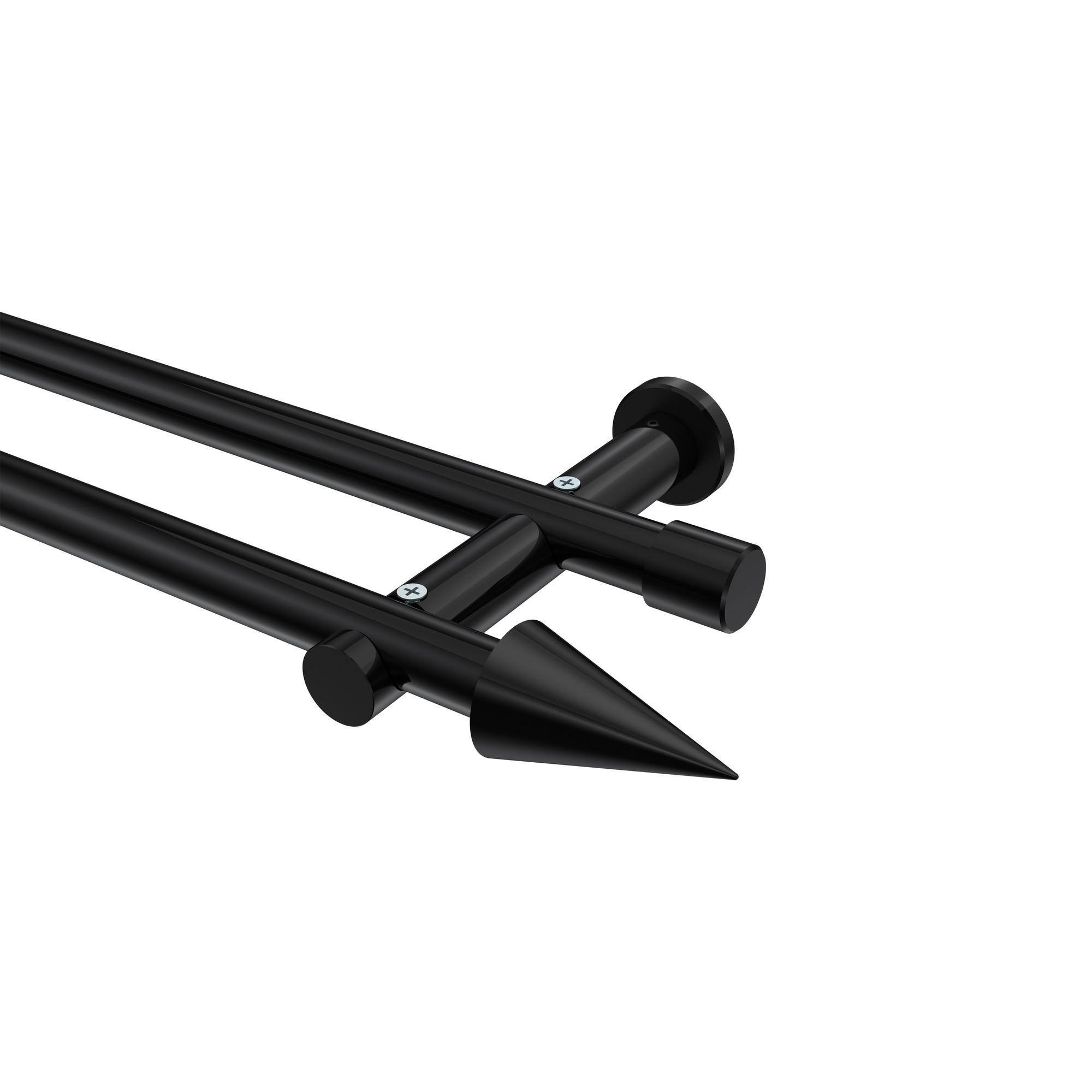 Gardinenstange Platon Savio 320 Cm (Geteilt In 2 X 160 Cm), 2-LäUfig (Ohne Ringe), 20 Mm Ø Schwarz