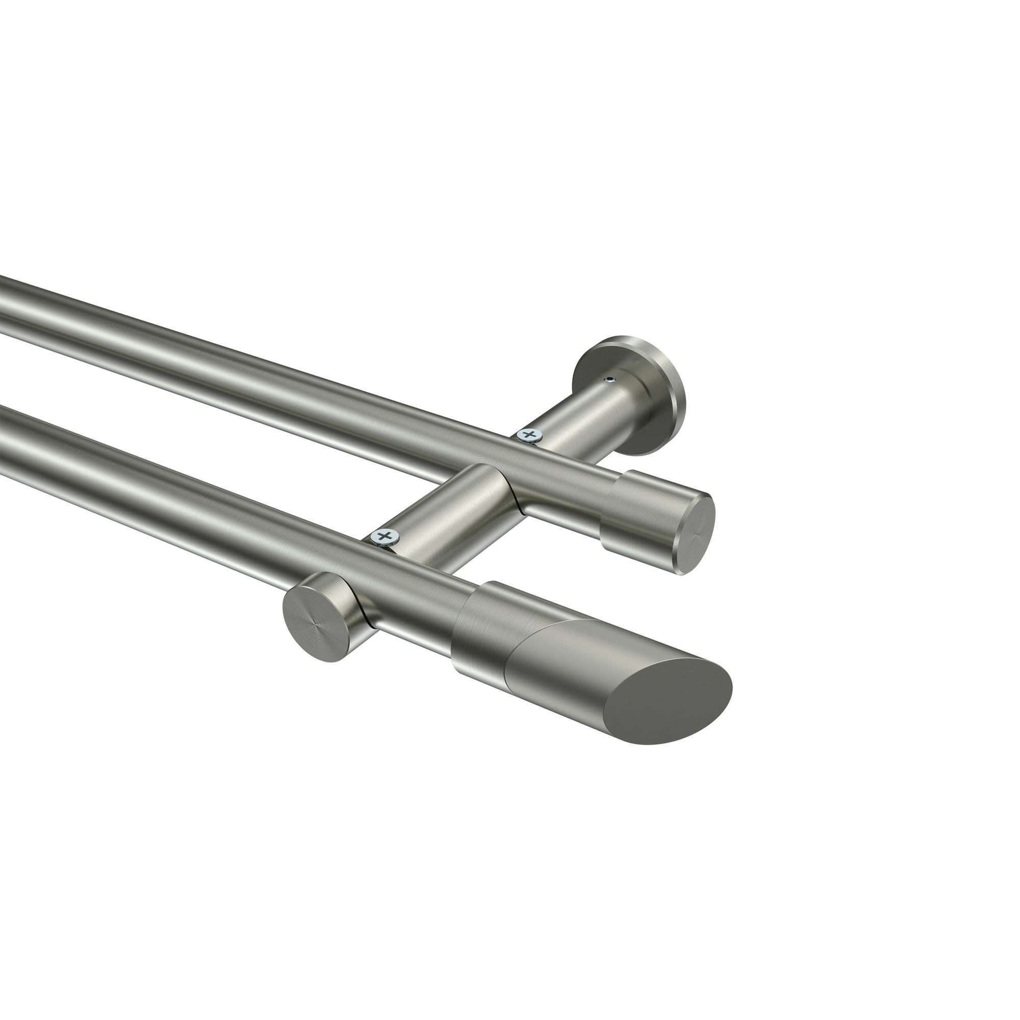 Gardinenstange Platon Verano 400 Cm (Geteilt In 2 X 200 Cm), 2-LäUfig (Ohne Ringe), 20 Mm Ø Edelstahl-Optik