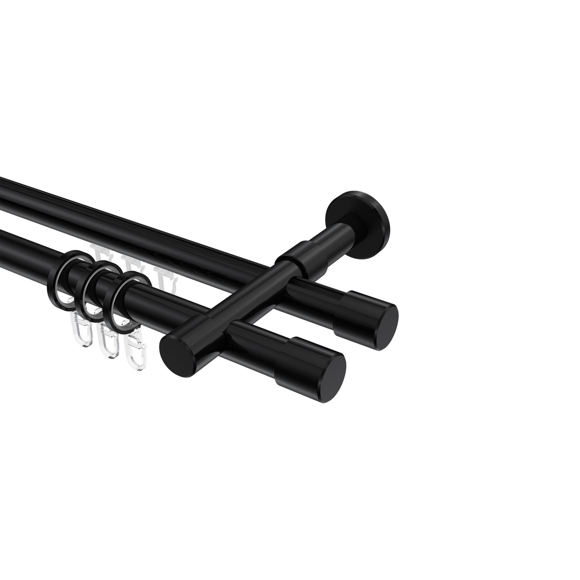 Gardinenstange RUNDROHR-INNENLAUF Prestige Santo 100 Cm, 2-LäUfig, 20 Mm Ø Schwarz