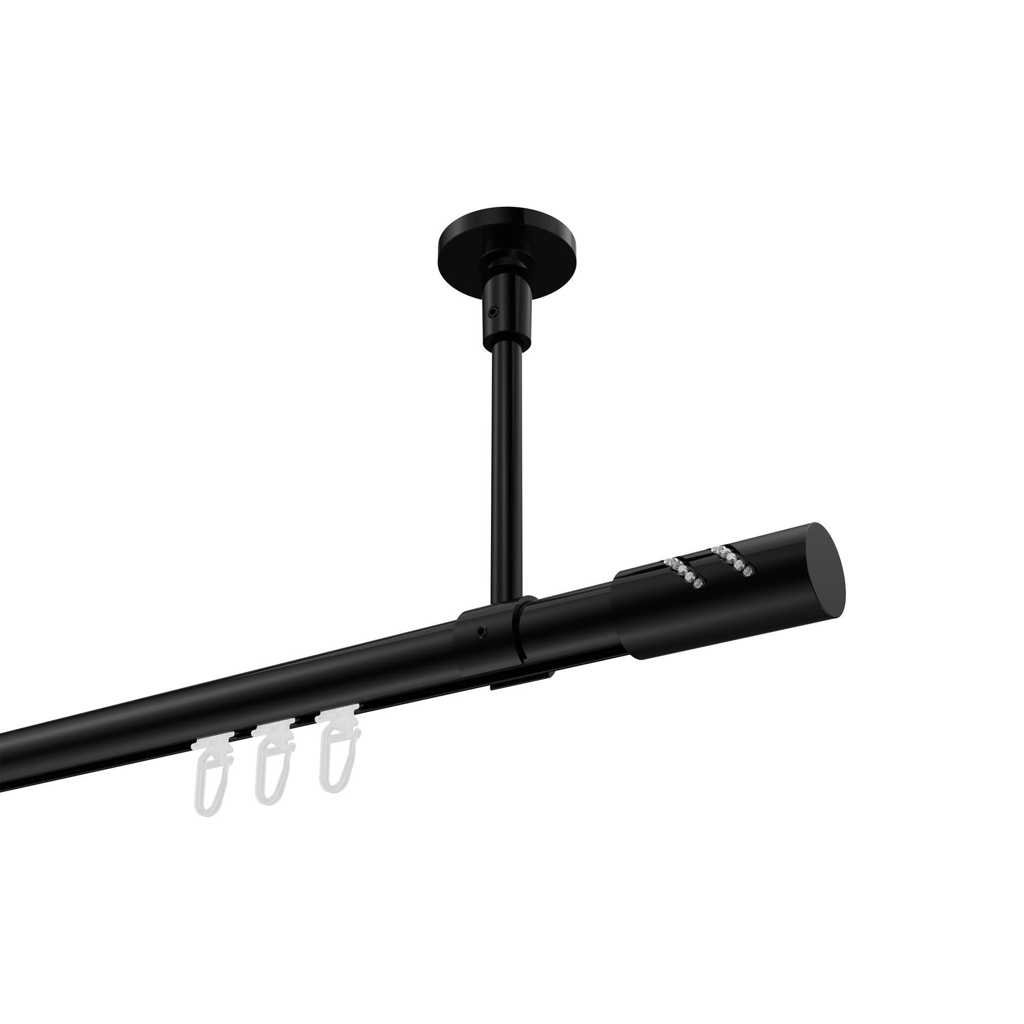 Gardinenstange Innenlauf Sonette Zoena 520 Cm (Geteilt In 4 X 130 Cm), 1-LäUfig, 20 Mm Ø Schwarz