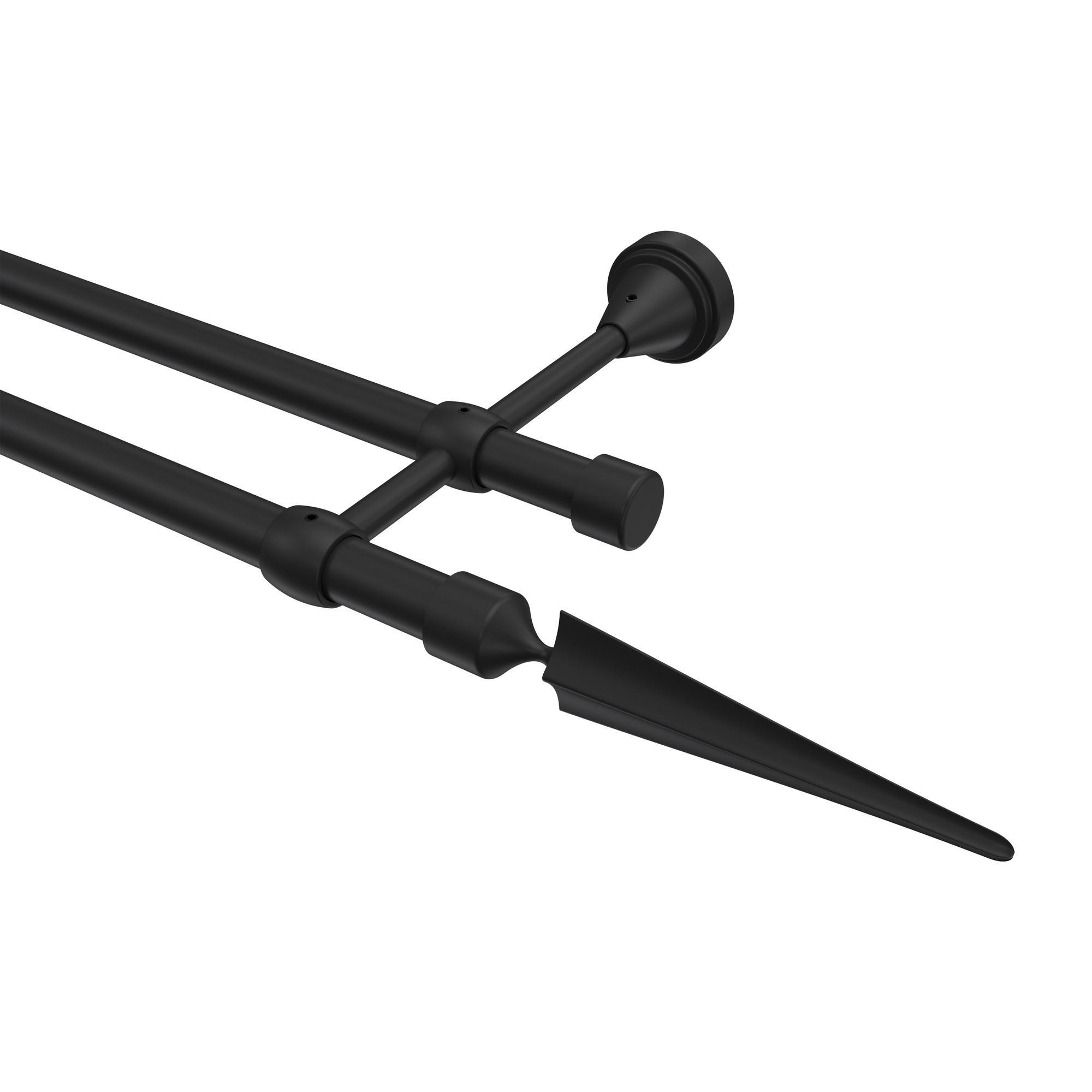 Gardinenstange Primus Lorenzo 600 Cm (Geteilt In 3 X 200 Cm), 2-LäUfig (Ohne Ringe), 16 Mm Ø Schwarz