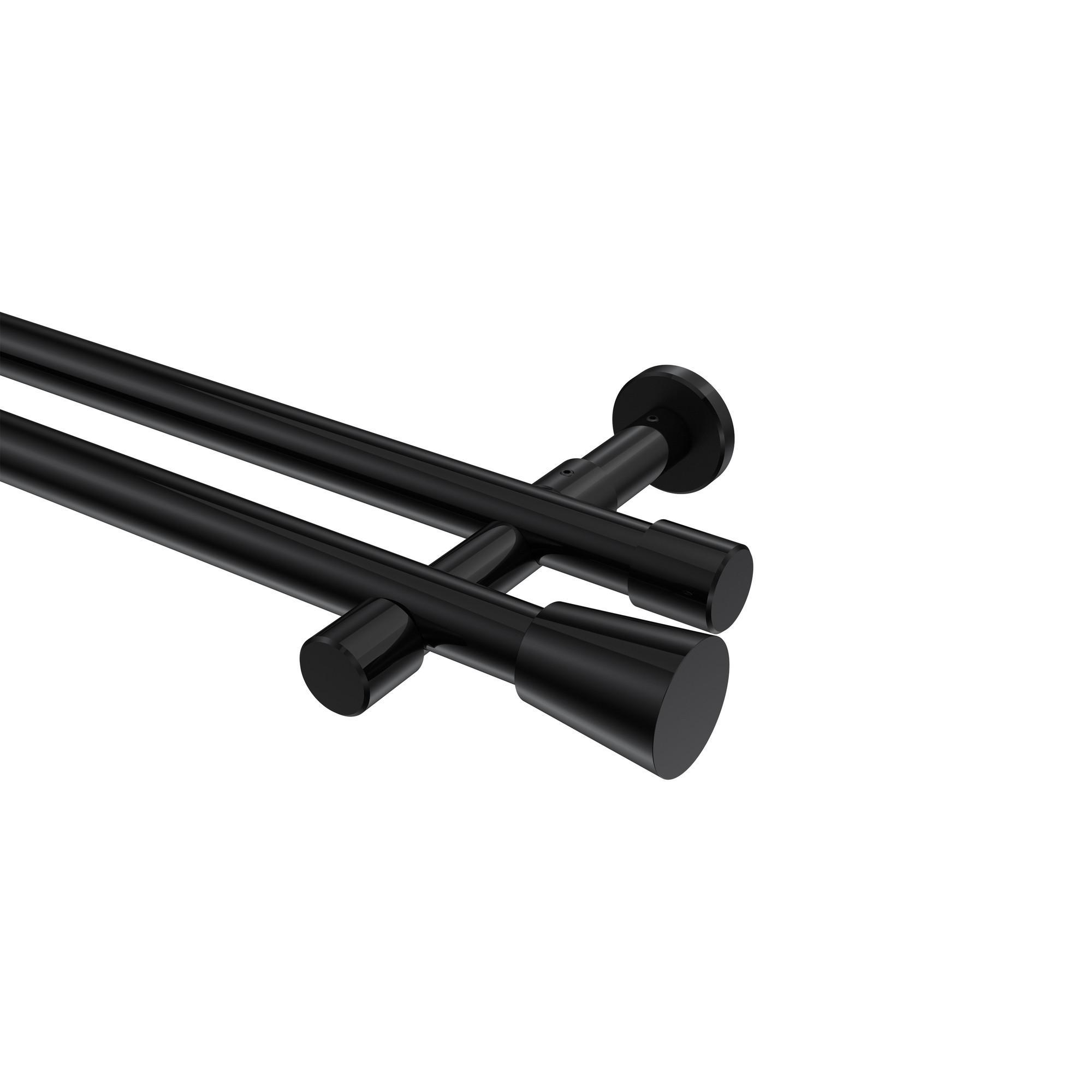 Gardinenstange Prestige Sitra 360 Cm (Geteilt In 2 X 180 Cm), 2-LäUfig (Ohne Ringe), 20 Mm Ø Schwarz