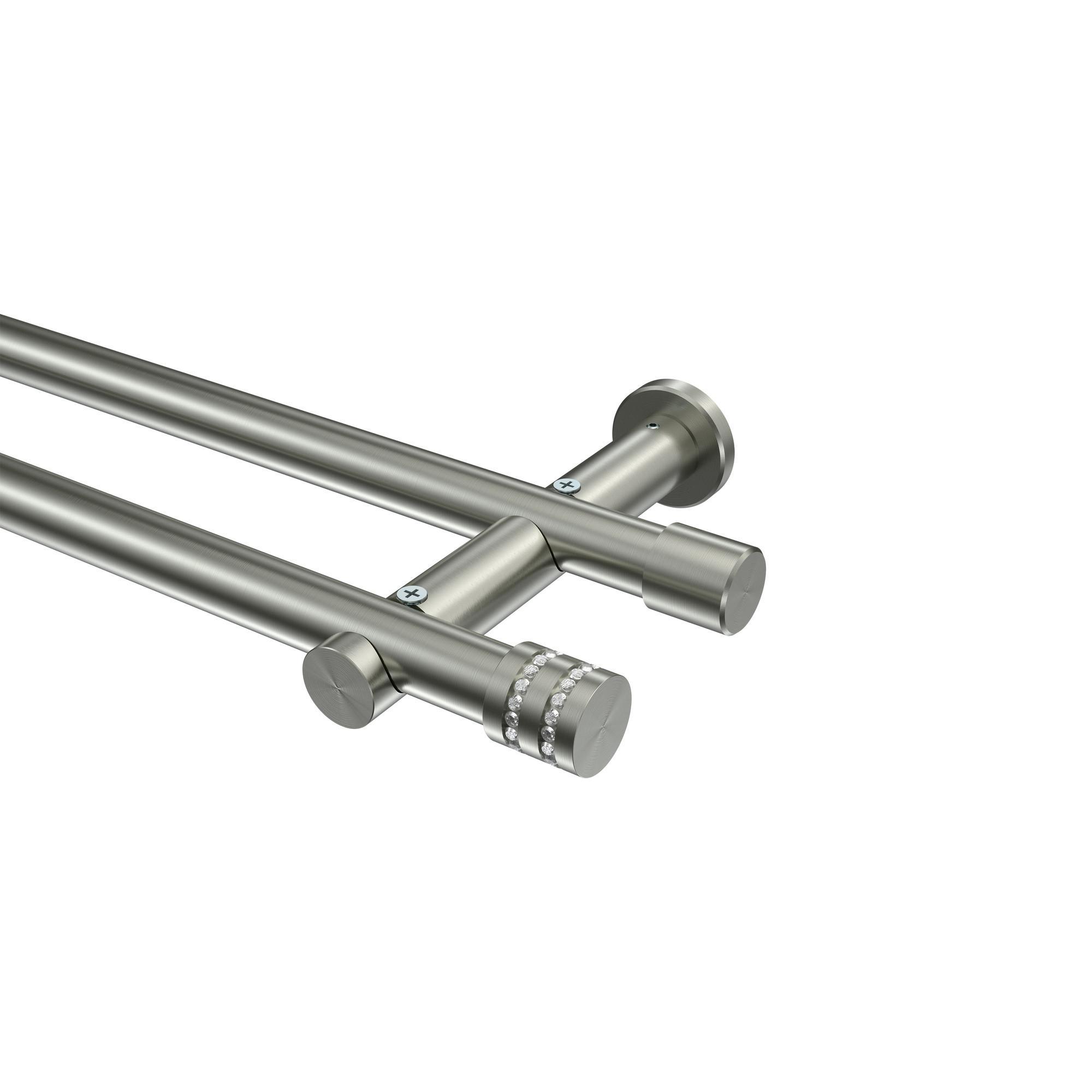 Gardinenstange Platon Estana 400 Cm (Geteilt In 2 X 200 Cm), 2-LäUfig (Ohne Ringe), 20 Mm Ø Edelstahl-Optik