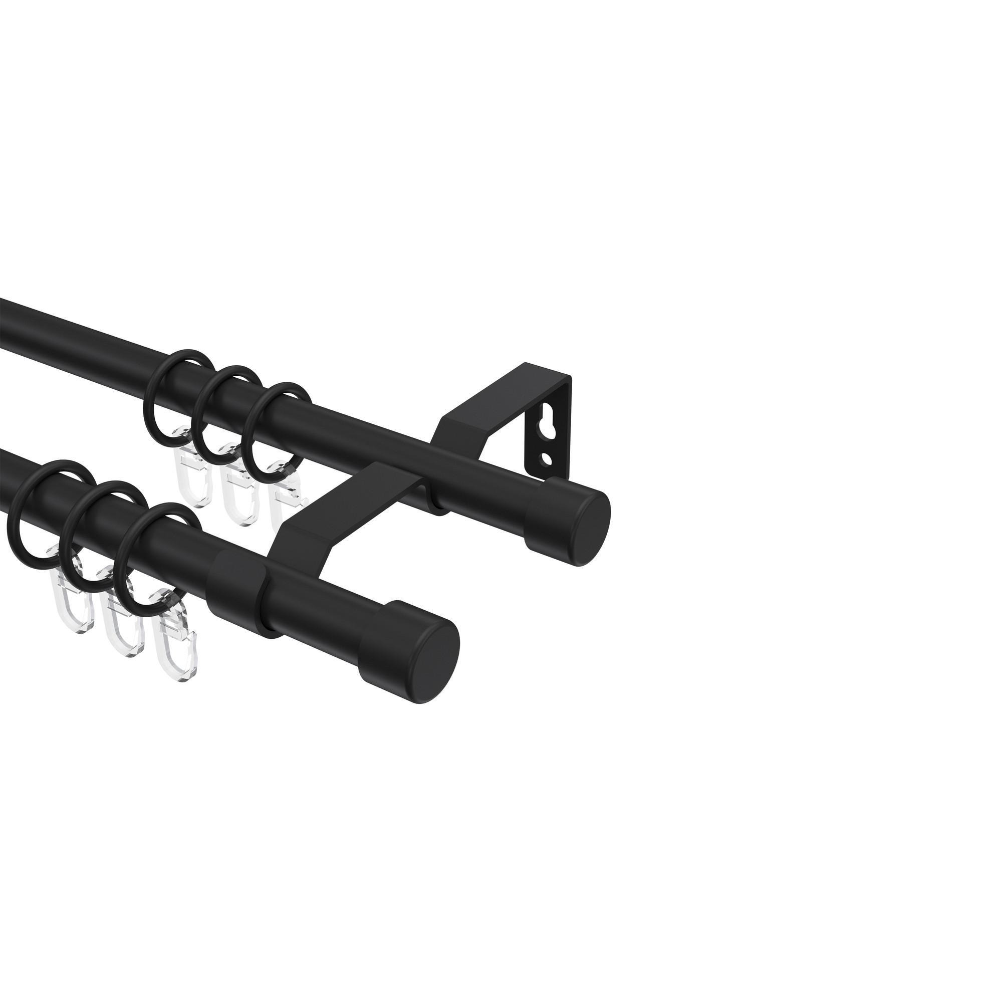 Gardinenstange Olymp Lucan 600 Cm (Geteilt In 3 X 200 Cm), 2-LäUfig, 16 Mm Ø Schwarz