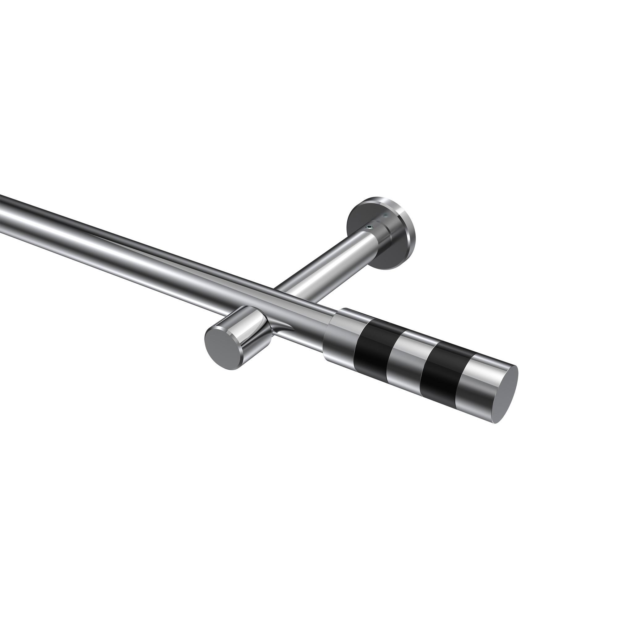 Gardinenstange Prestige Mavell 400 Cm (Geteilt In 2 X 200 Cm), 1-LäUfig (Ohne Ringe), 20 Mm Ø Chrom