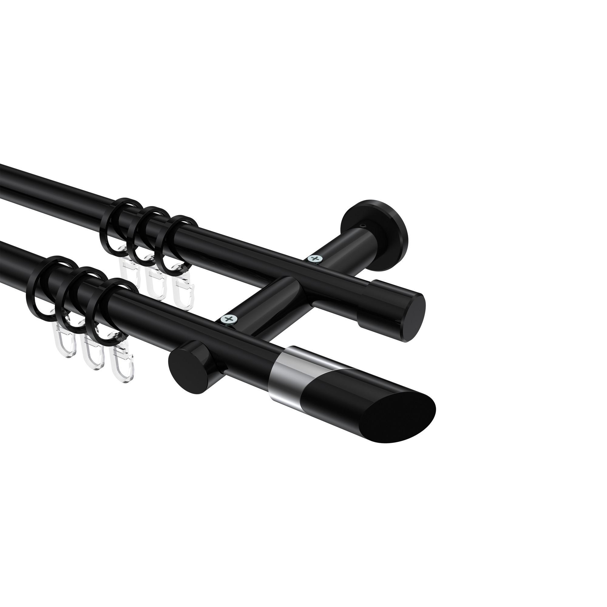 Gardinenstange Platon Verano 260 Cm (Geteilt In 2 X 130 Cm), 2-LäUfig, 20 Mm Ø Schwarz