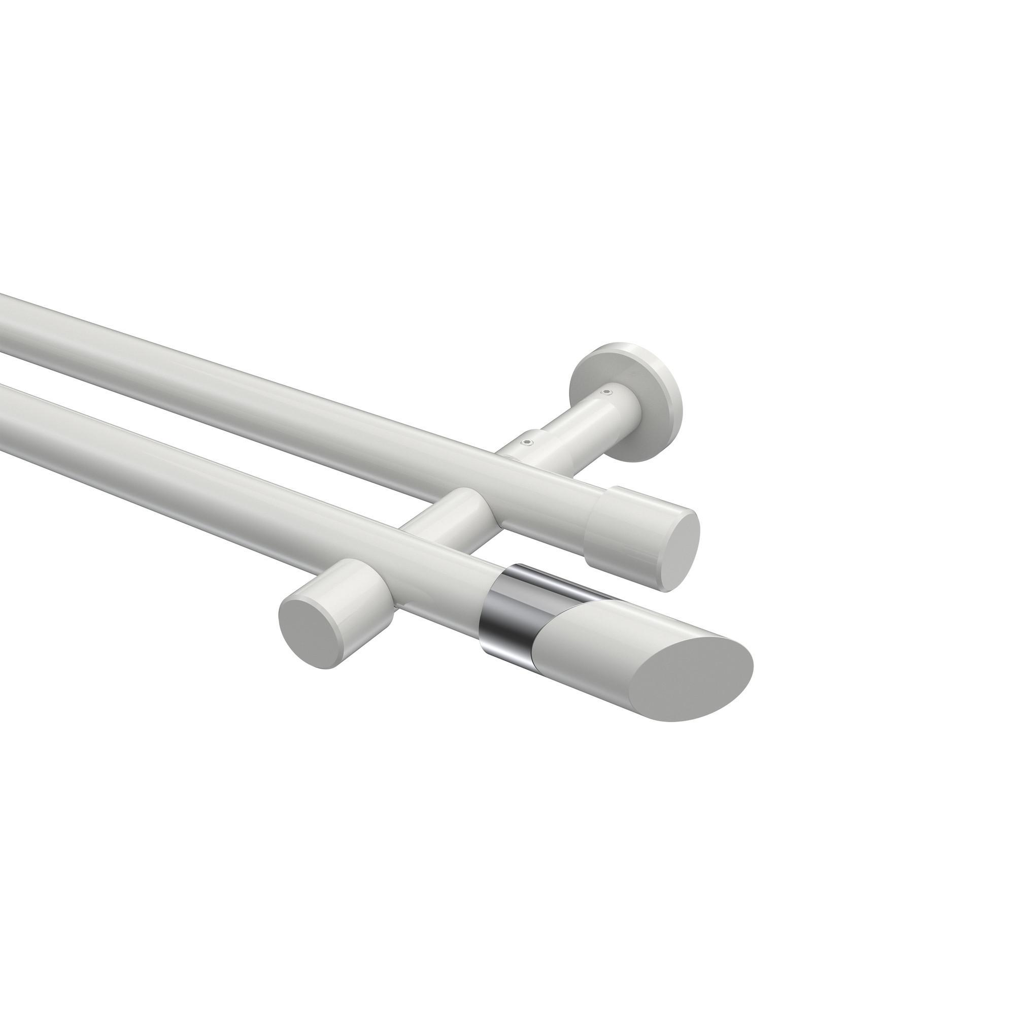 Gardinenstange Prestige Verano 260 Cm (Geteilt In 2 X 130 Cm), 2-LäUfig (Ohne Ringe), 20 Mm Ø Weiß