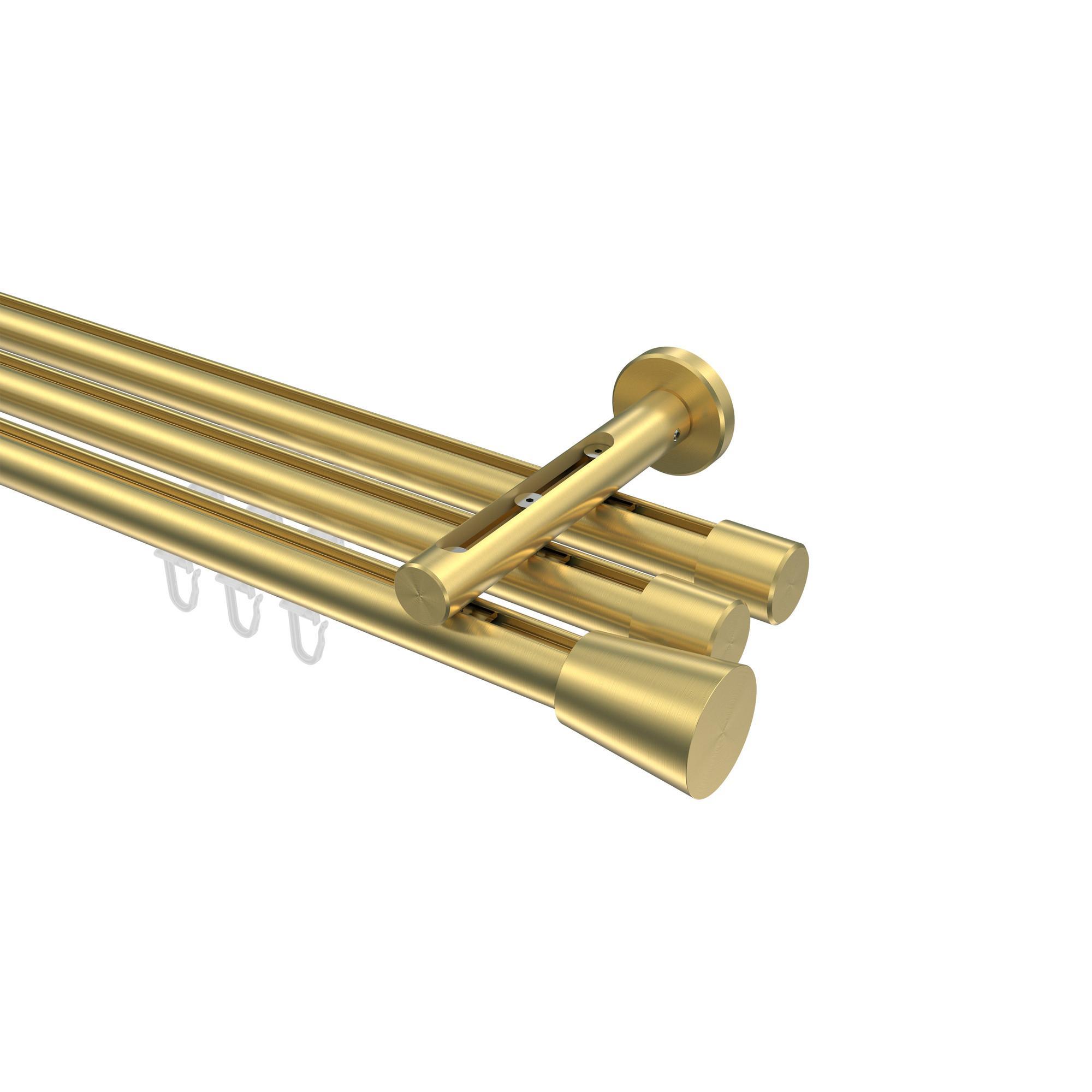 Gardinenstange Innenlauf Siteno Sitra 520 Cm (Geteilt In 4 X 130 Cm), 3-LäUfig, 20 Mm Ø Messing-Optik