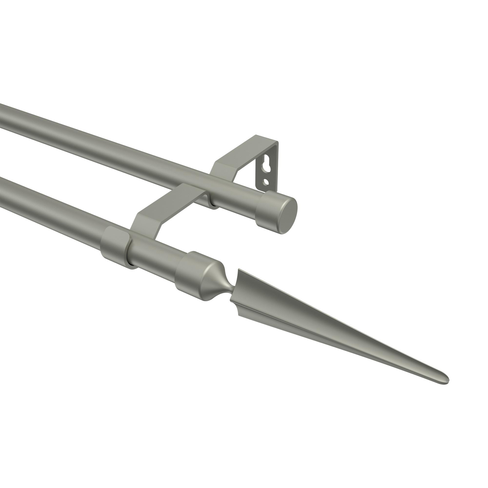 Gardinenstange Olymp Lorenzo 400 Cm (Geteilt In 2 X 200 Cm), 2-LäUfig (Ohne Ringe), 16 Mm Ø Chrom Matt