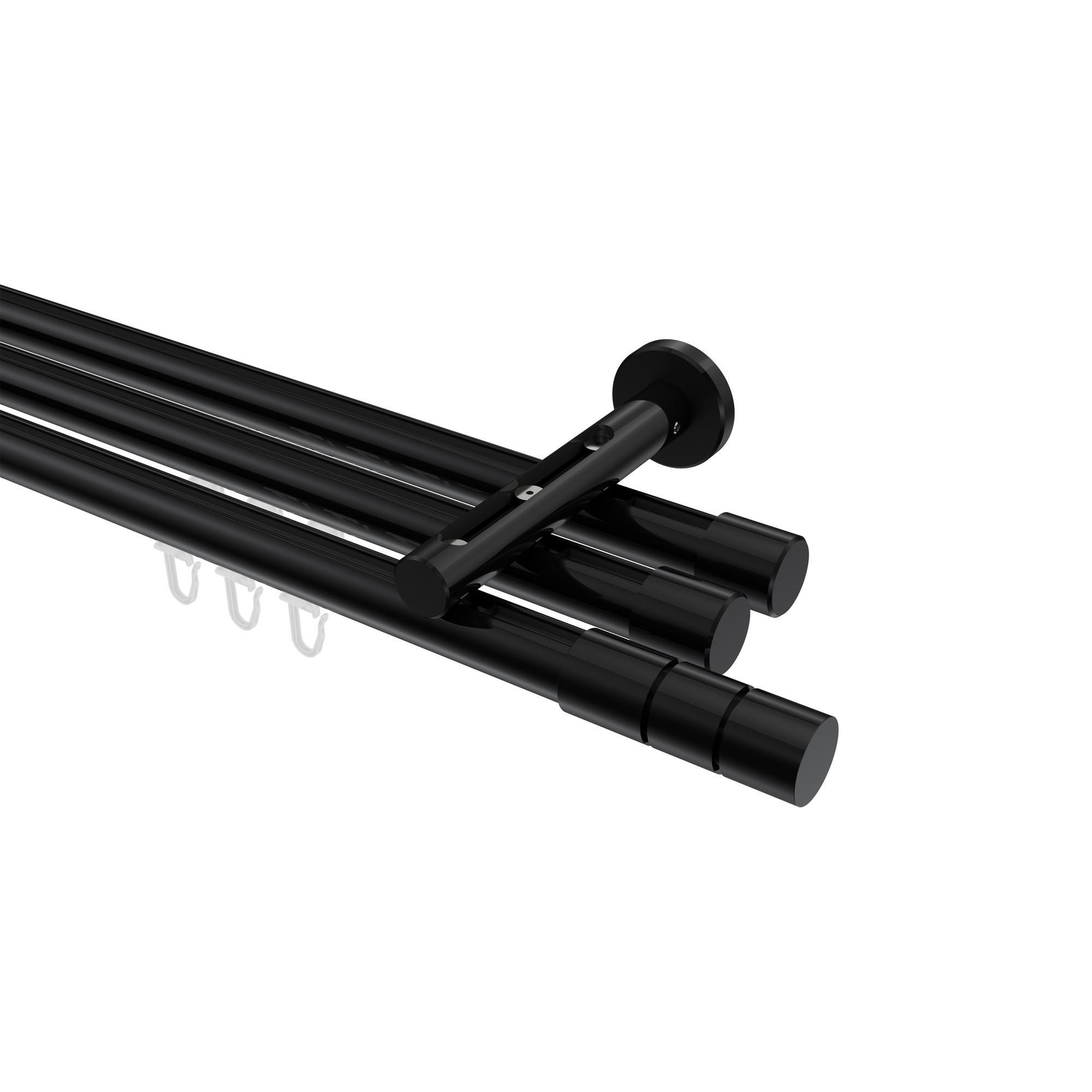 Gardinenstange Innenlauf Siteno Elanto 320 Cm (Geteilt In 2 X 160 Cm), 3-LäUfig, 20 Mm Ø Schwarz